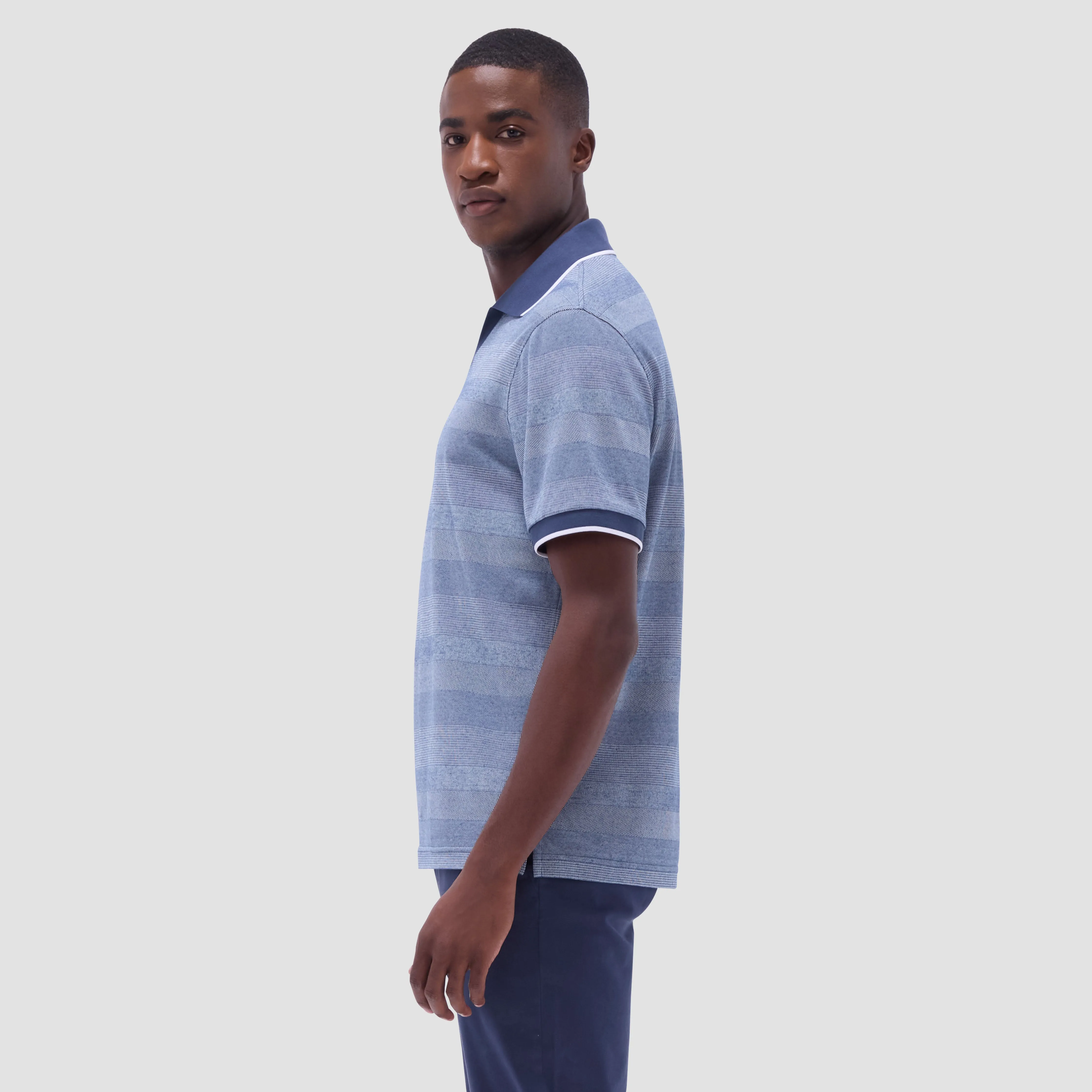 Mixed Media Johnny Collar Polo Shirt sold by Bugatchi product image thumbnail 4