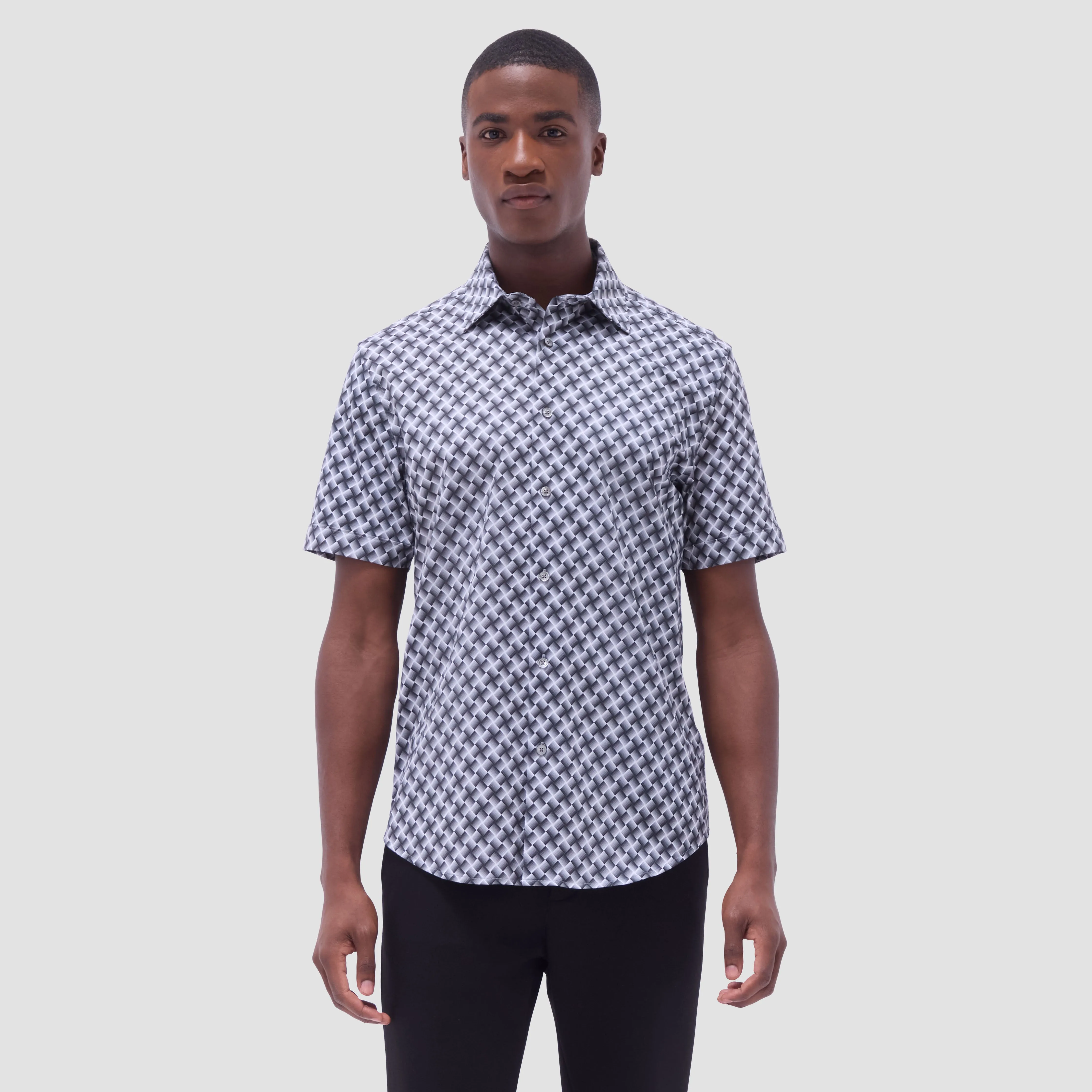 Miles Basketweave OoohCotton Short-Sleeve Shirt sold by Bugatchi product image thumbnail 2