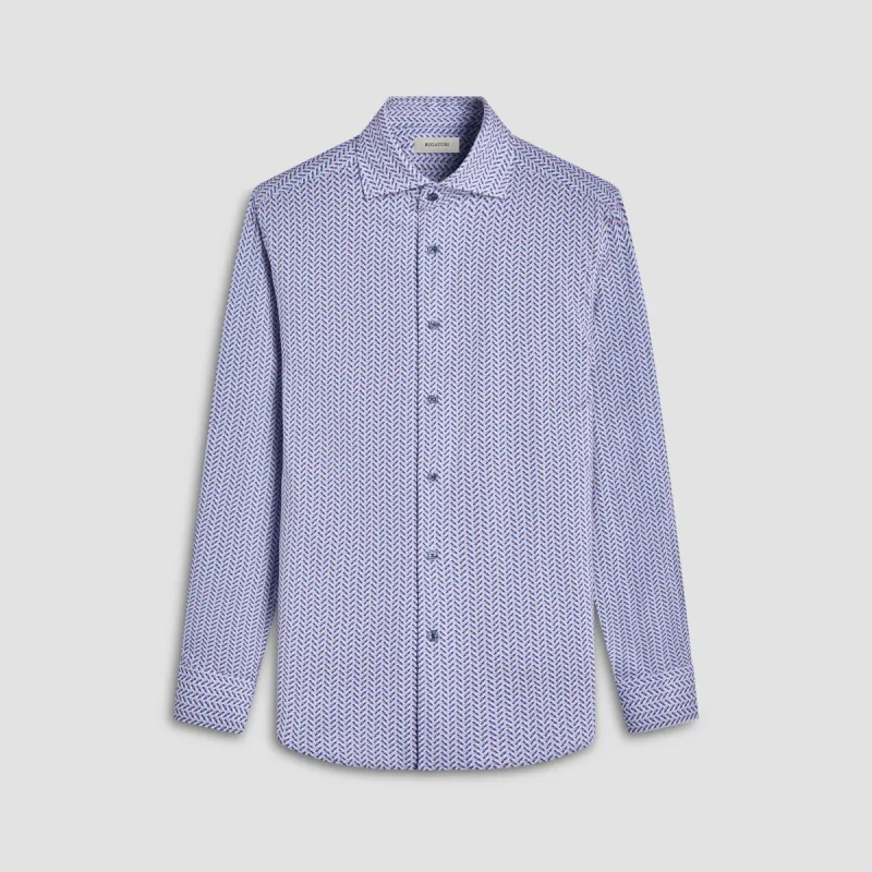 Devon Herringbone OoohCotton Shirt sold by Bugatchi