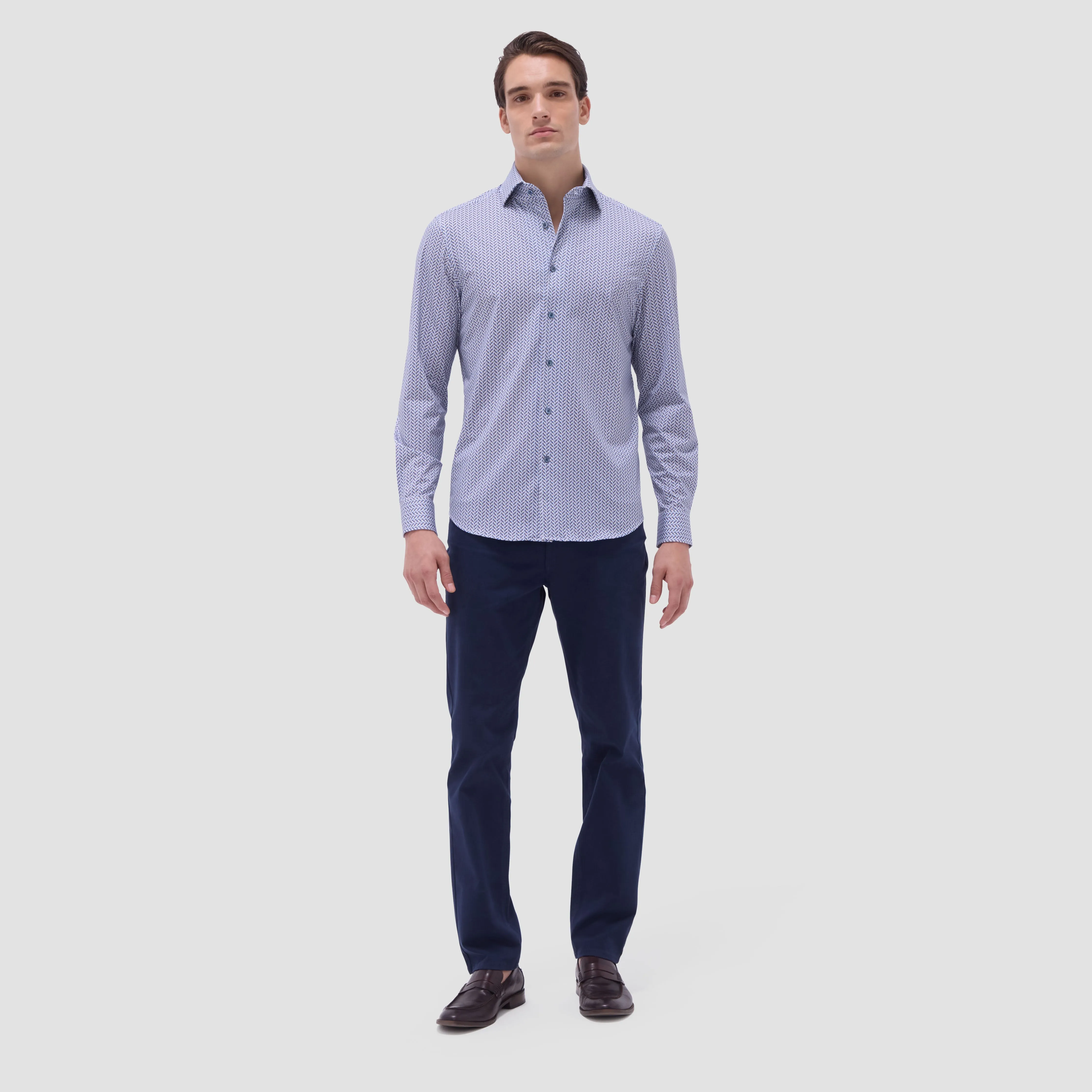 Devon Herringbone OoohCotton Shirt sold by Bugatchi product image thumbnail 5