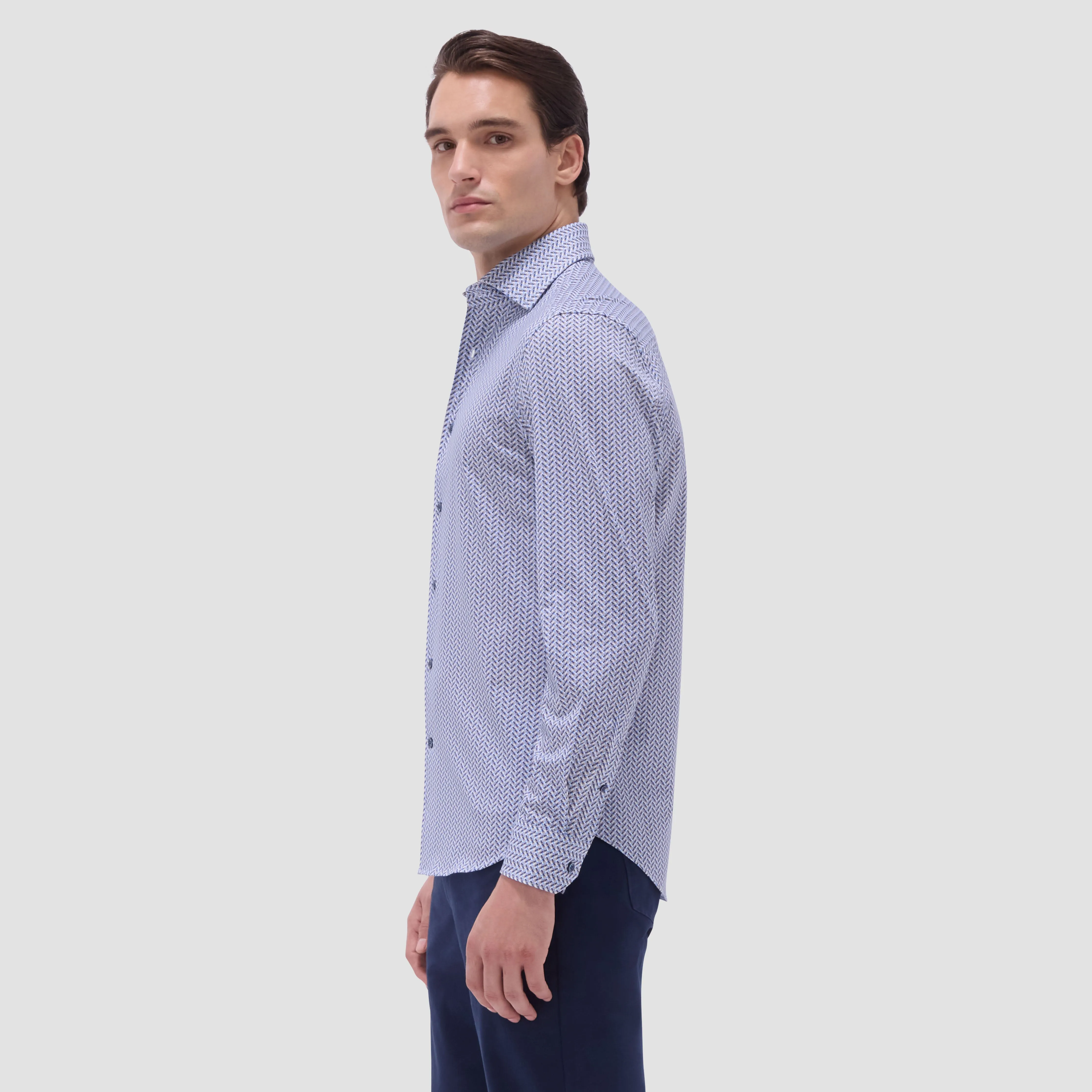 Devon Herringbone OoohCotton Shirt sold by Bugatchi product image thumbnail 3