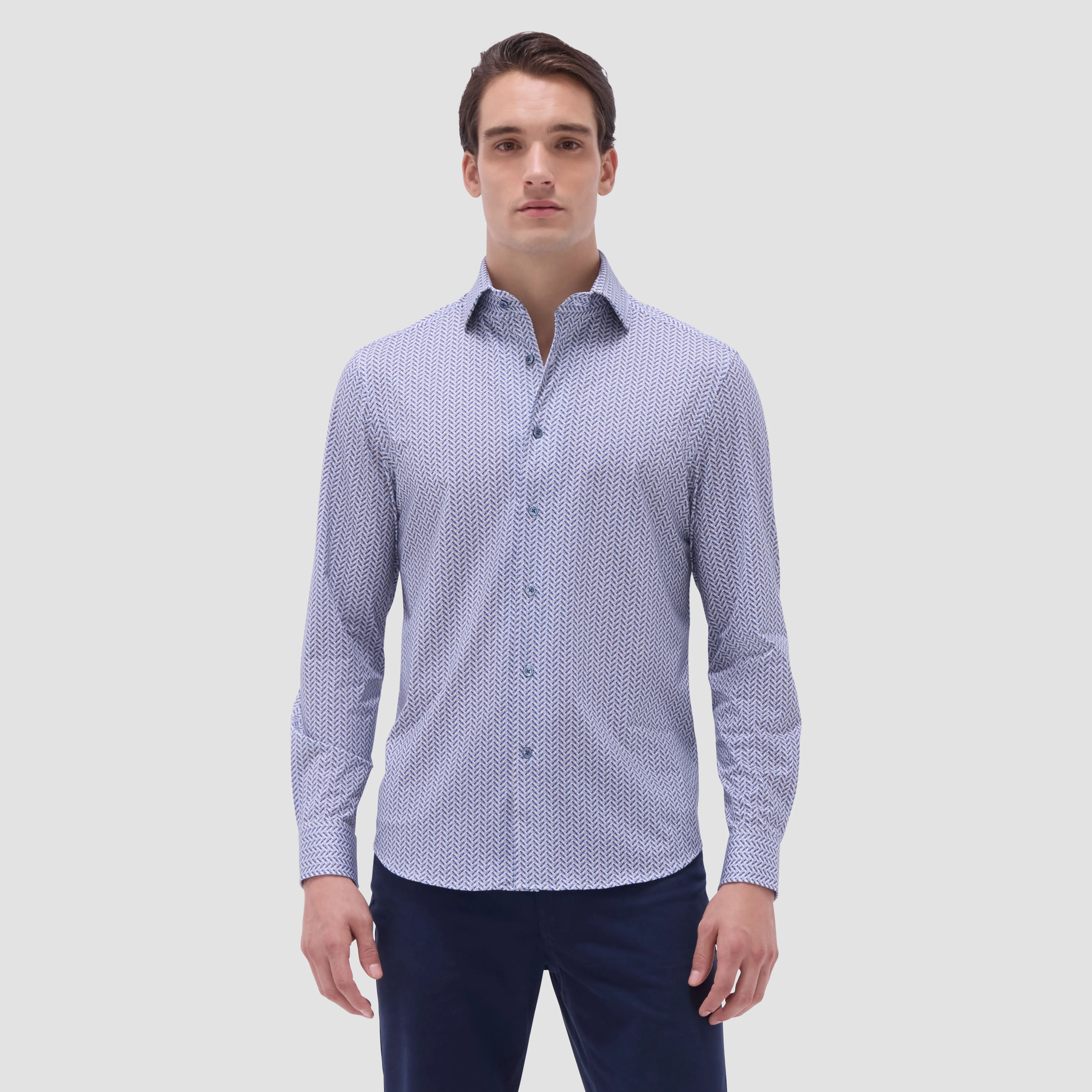 Devon Herringbone OoohCotton Shirt sold by Bugatchi product image thumbnail 2