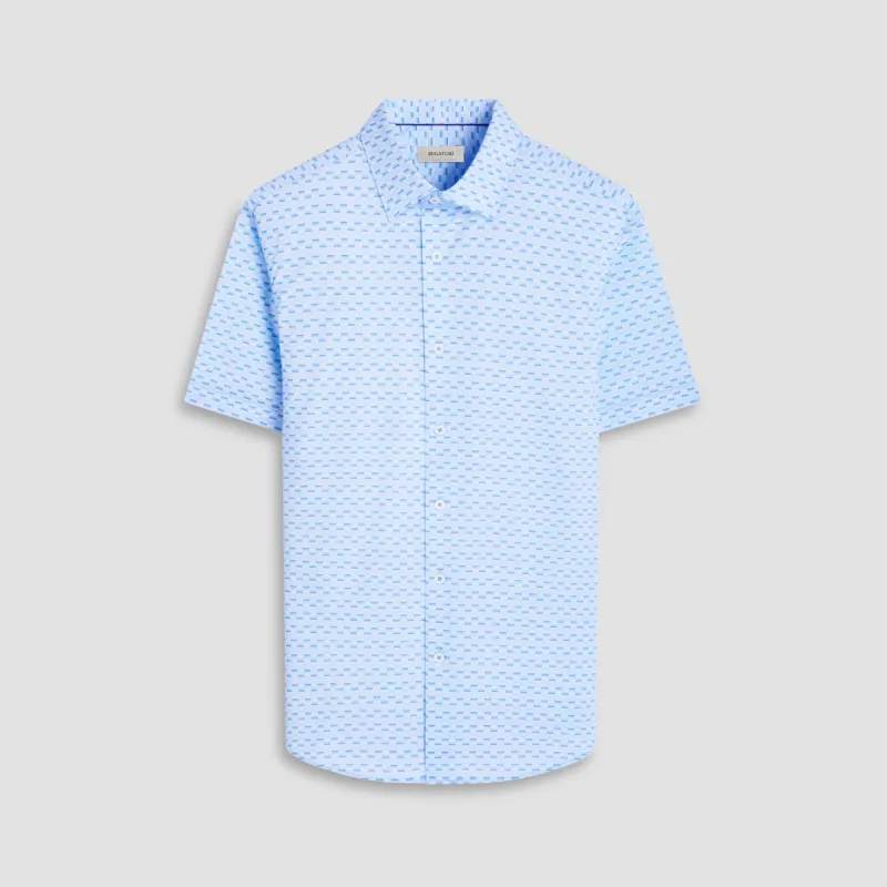 Miles Basketweave OoohCotton Short-Sleeve Shirt sold by Bugatchi