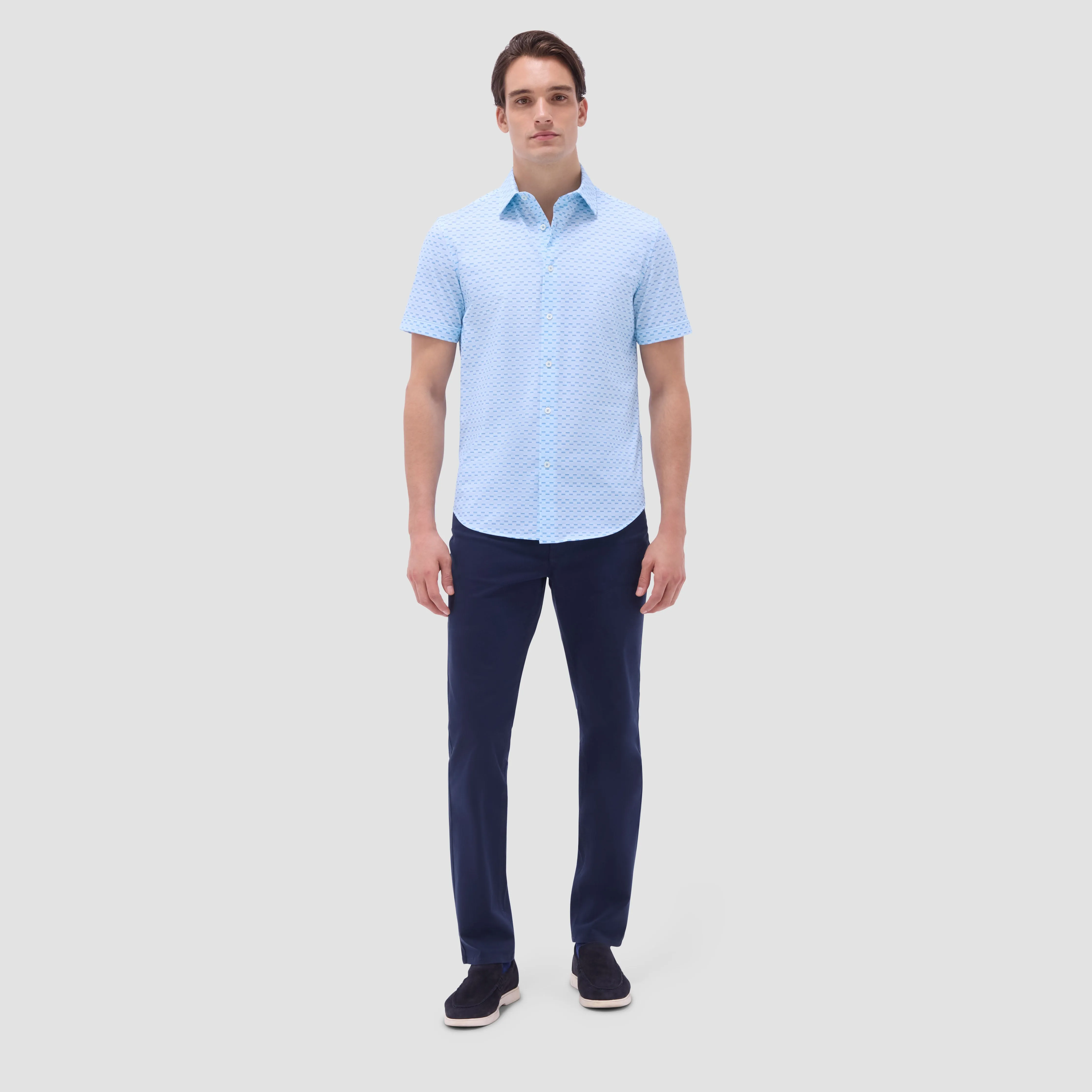 Miles Basketweave OoohCotton Short-Sleeve Shirt sold by Bugatchi product image thumbnail 5