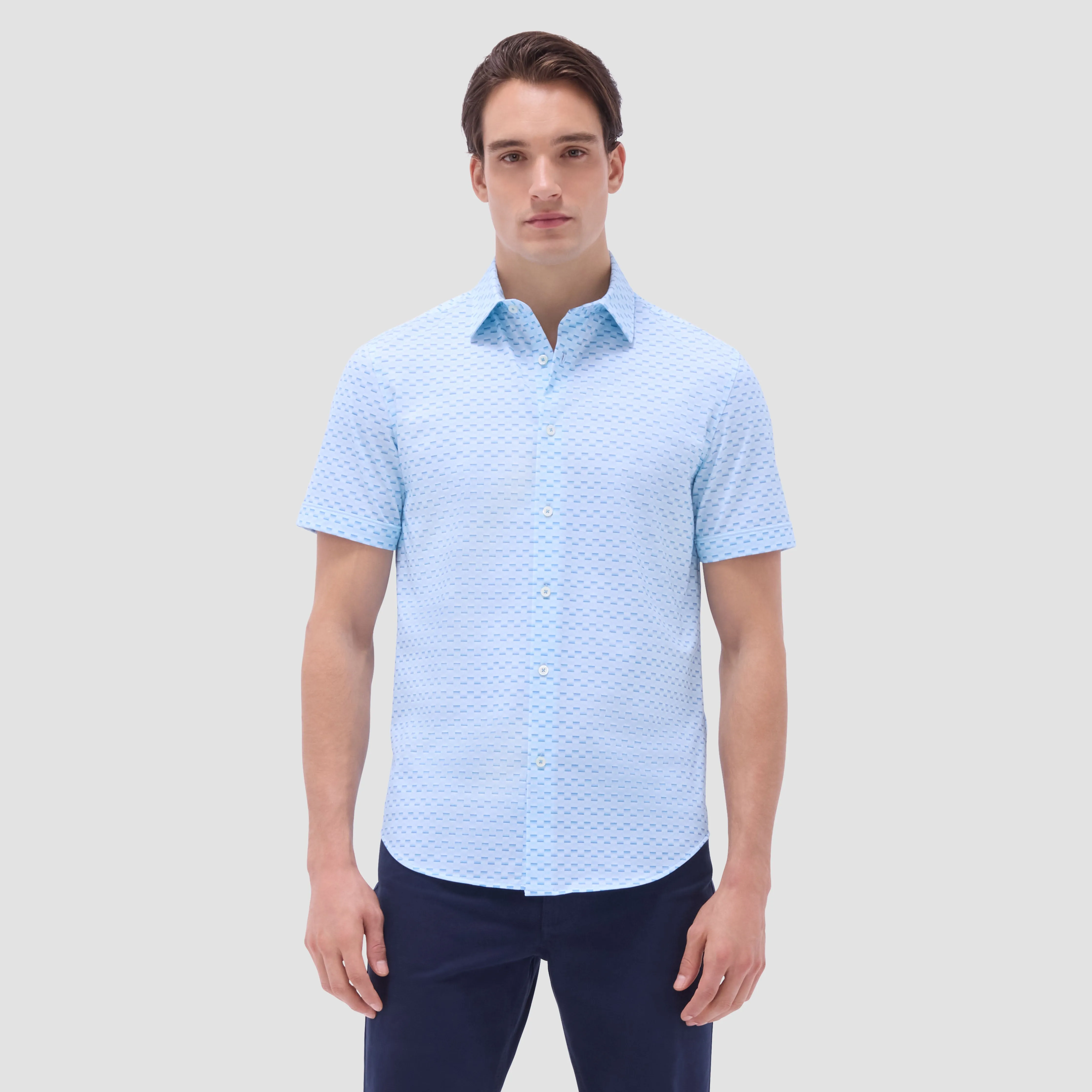 Miles Basketweave OoohCotton Short-Sleeve Shirt sold by Bugatchi product image thumbnail 2