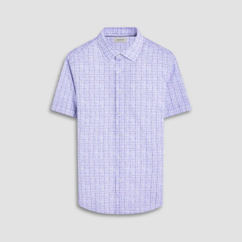 Miles Plaid Print OoohCotton Short-Sleeve Shirt sold by Bugatchi