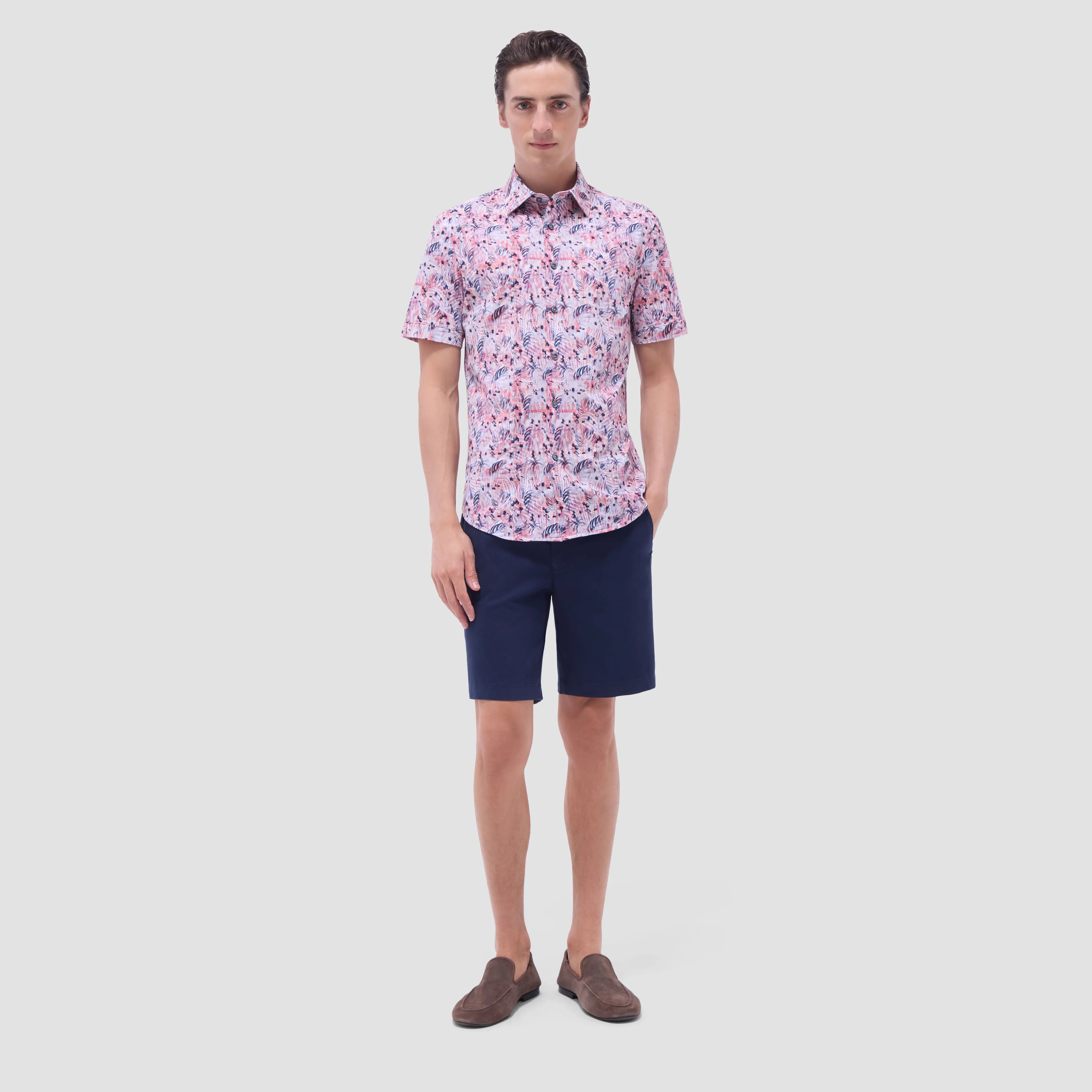 Miles Leaf Print OoohCotton Short-Sleeve Shirt sold by Bugatchi product image thumbnail 5
