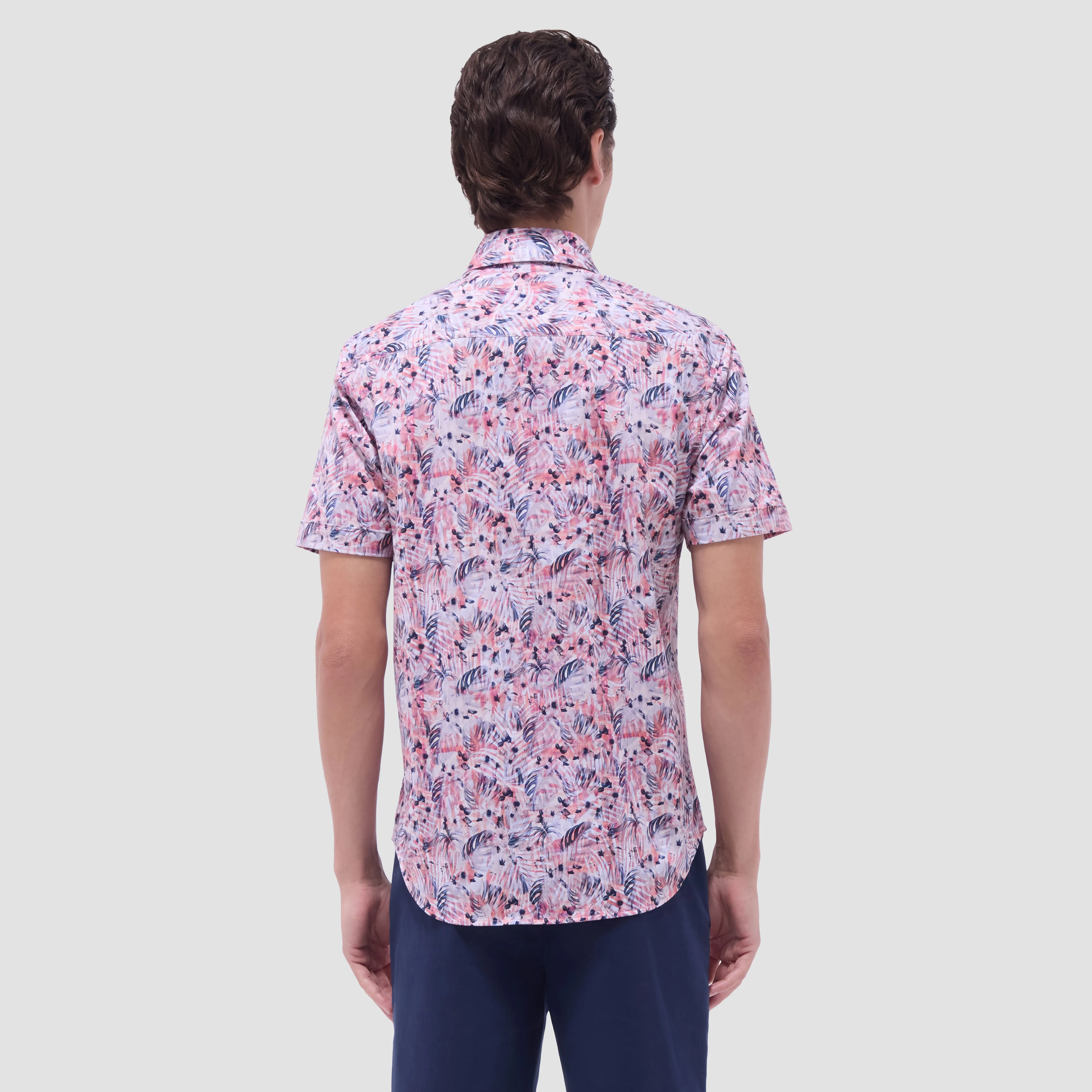 Miles Leaf Print OoohCotton Short-Sleeve Shirt sold by Bugatchi product image thumbnail 4
