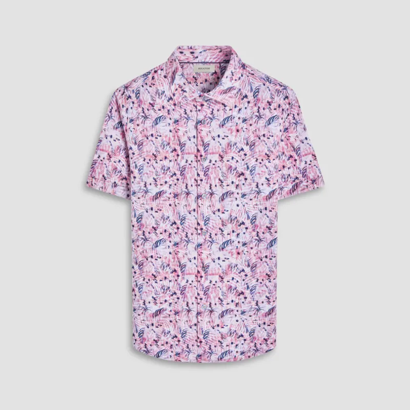 Miles Leaf Print OoohCotton Short-Sleeve Shirt sold by Bugatchi