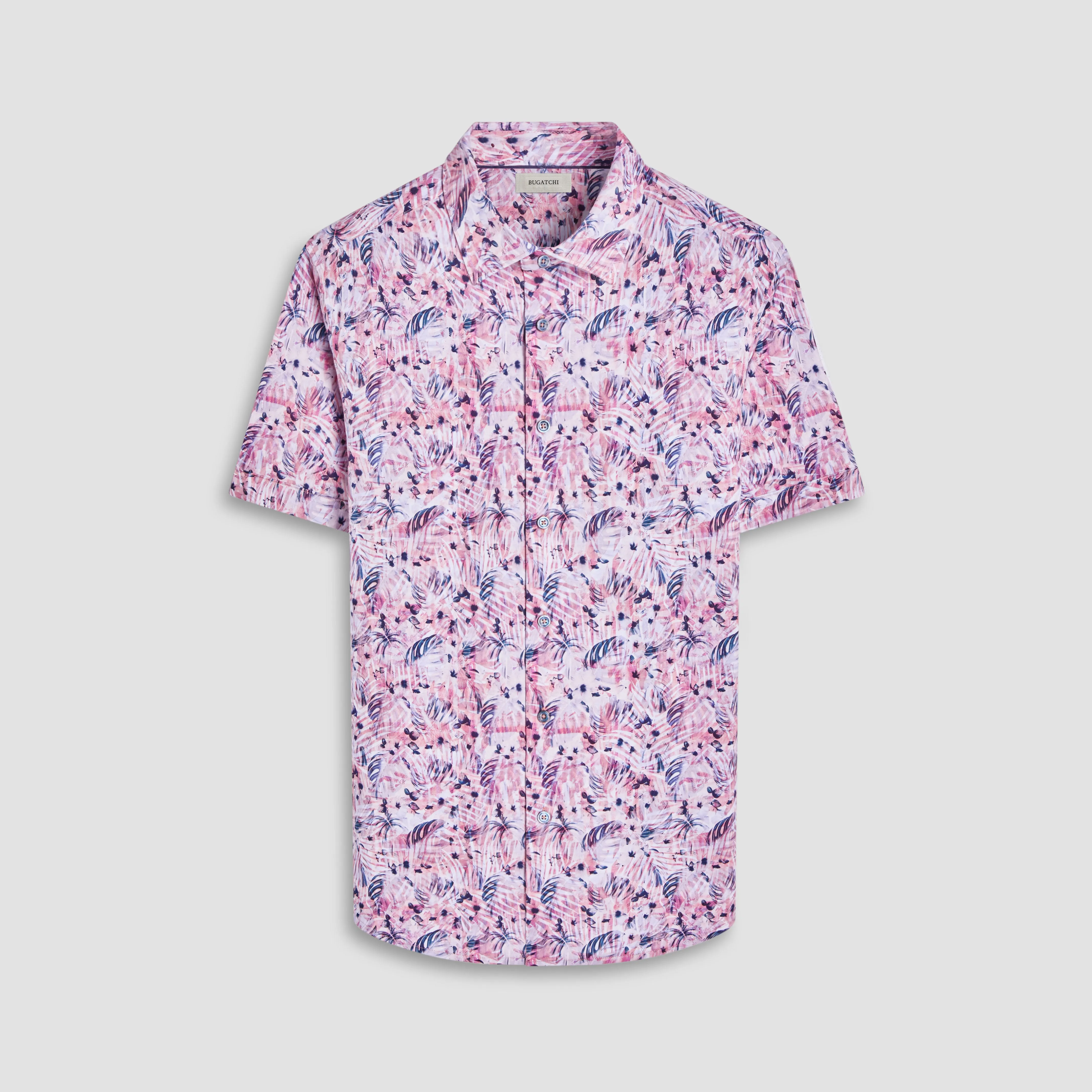 Miles Leaf Print OoohCotton Short-Sleeve Shirt sold by Bugatchi