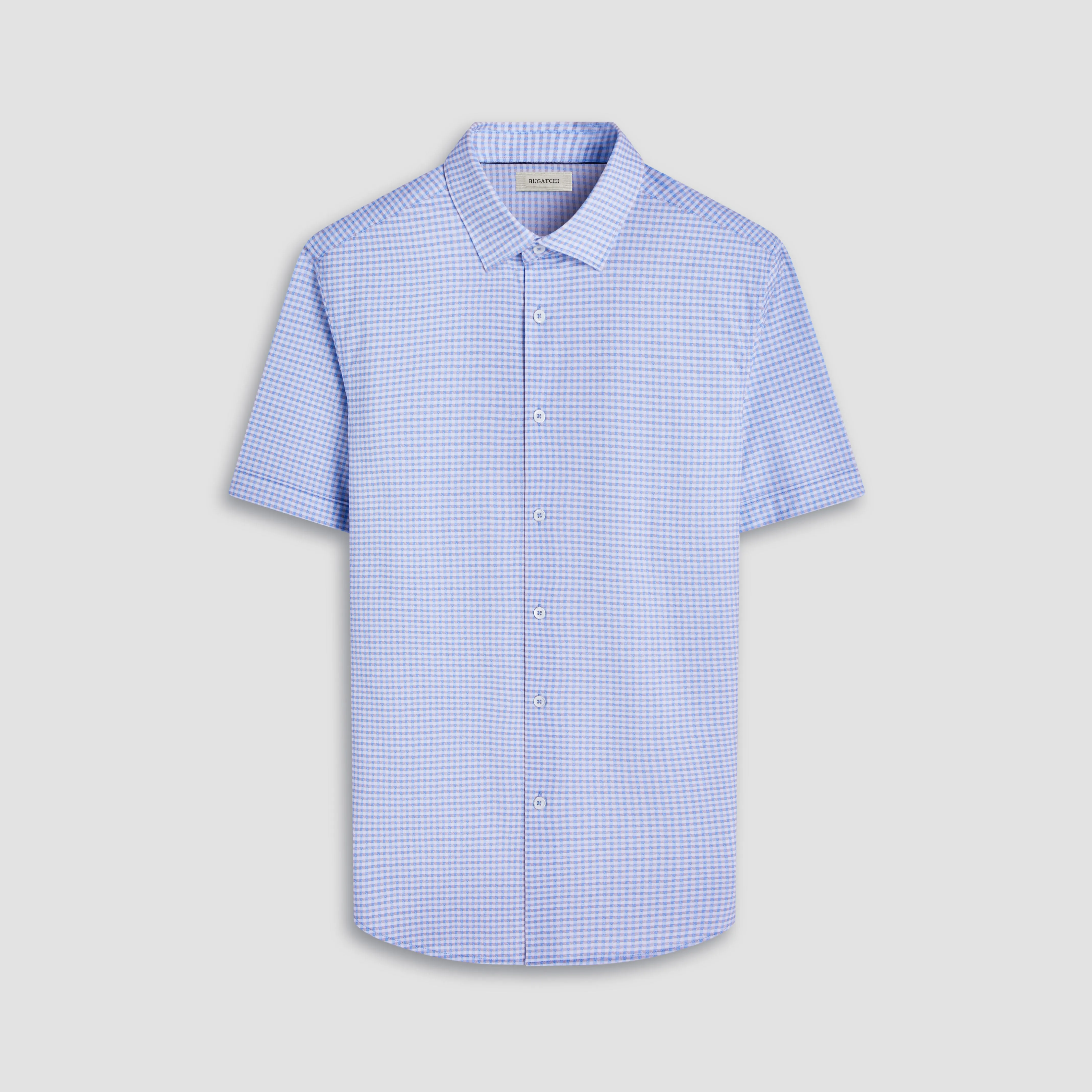 Miles Gingham Check OoohCotton Short-Sleeve Shirt sold by Bugatchi