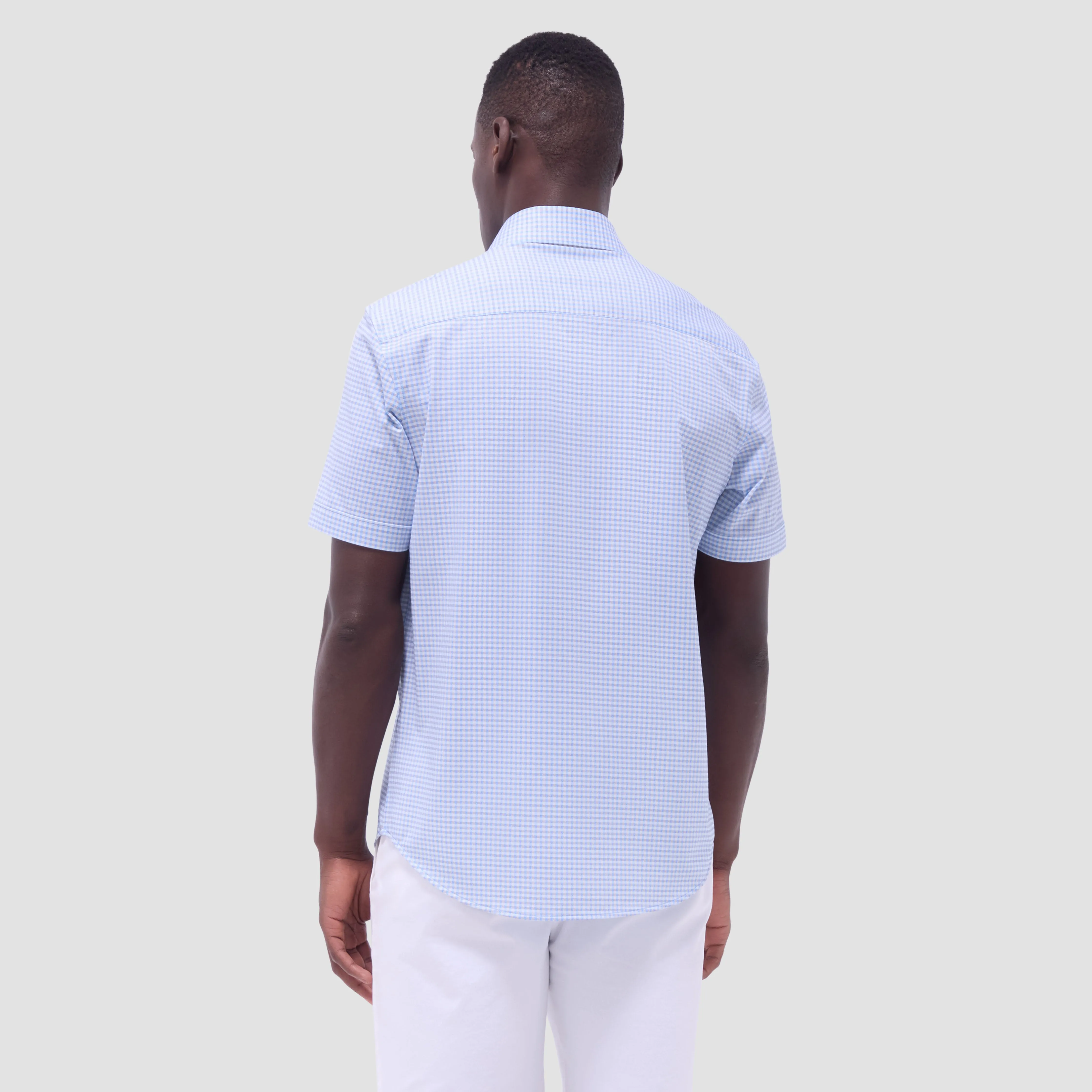 Miles Gingham Check OoohCotton Short-Sleeve Shirt sold by Bugatchi product image thumbnail 4