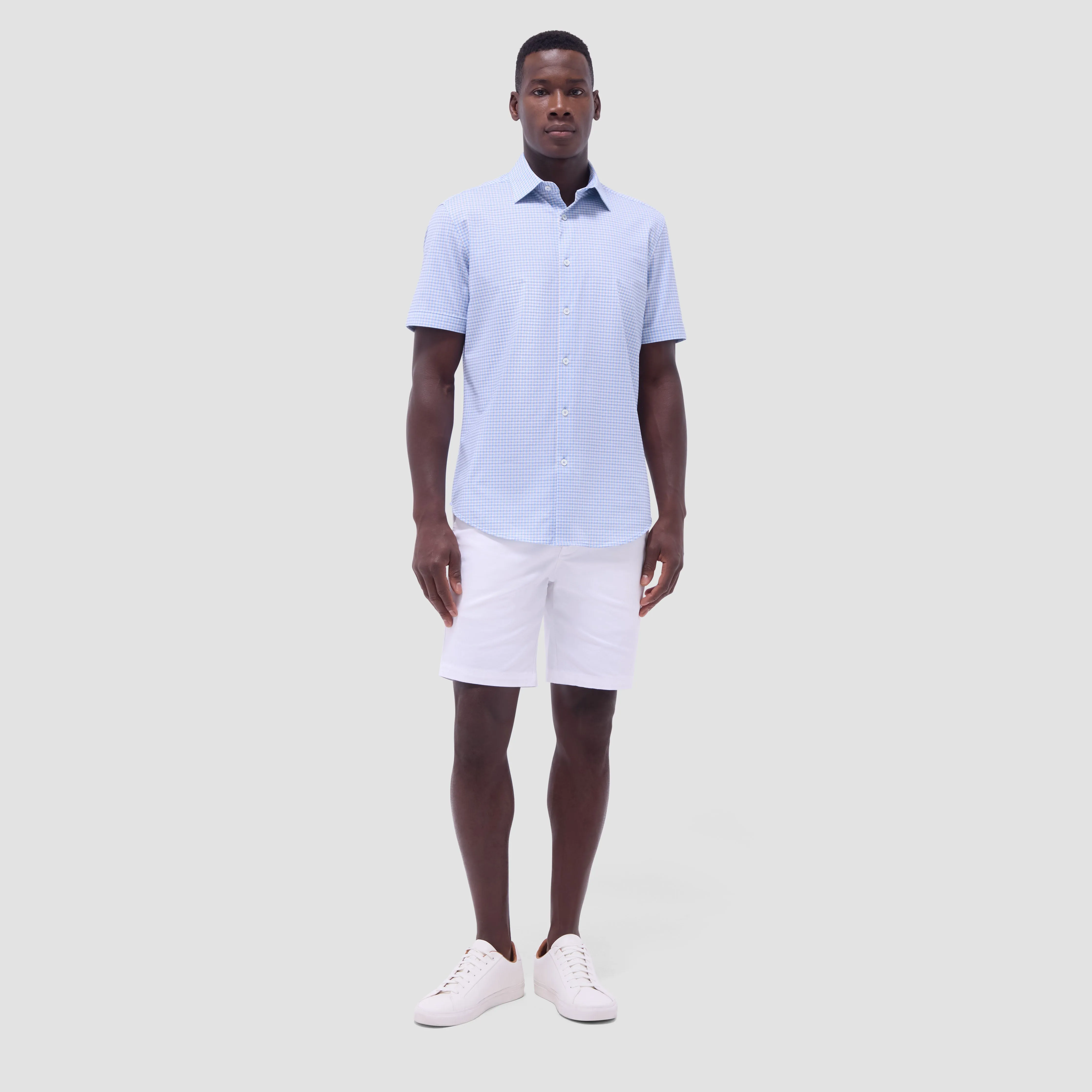 Miles Gingham Check OoohCotton Short-Sleeve Shirt sold by Bugatchi product image thumbnail 5
