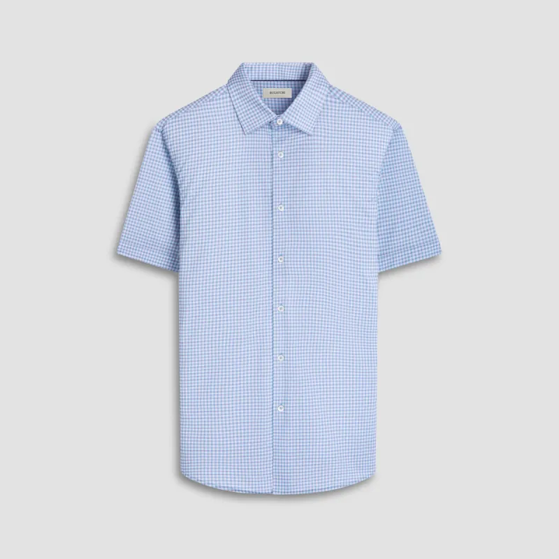 Miles Gingham Check OoohCotton Short-Sleeve Shirt sold by Bugatchi