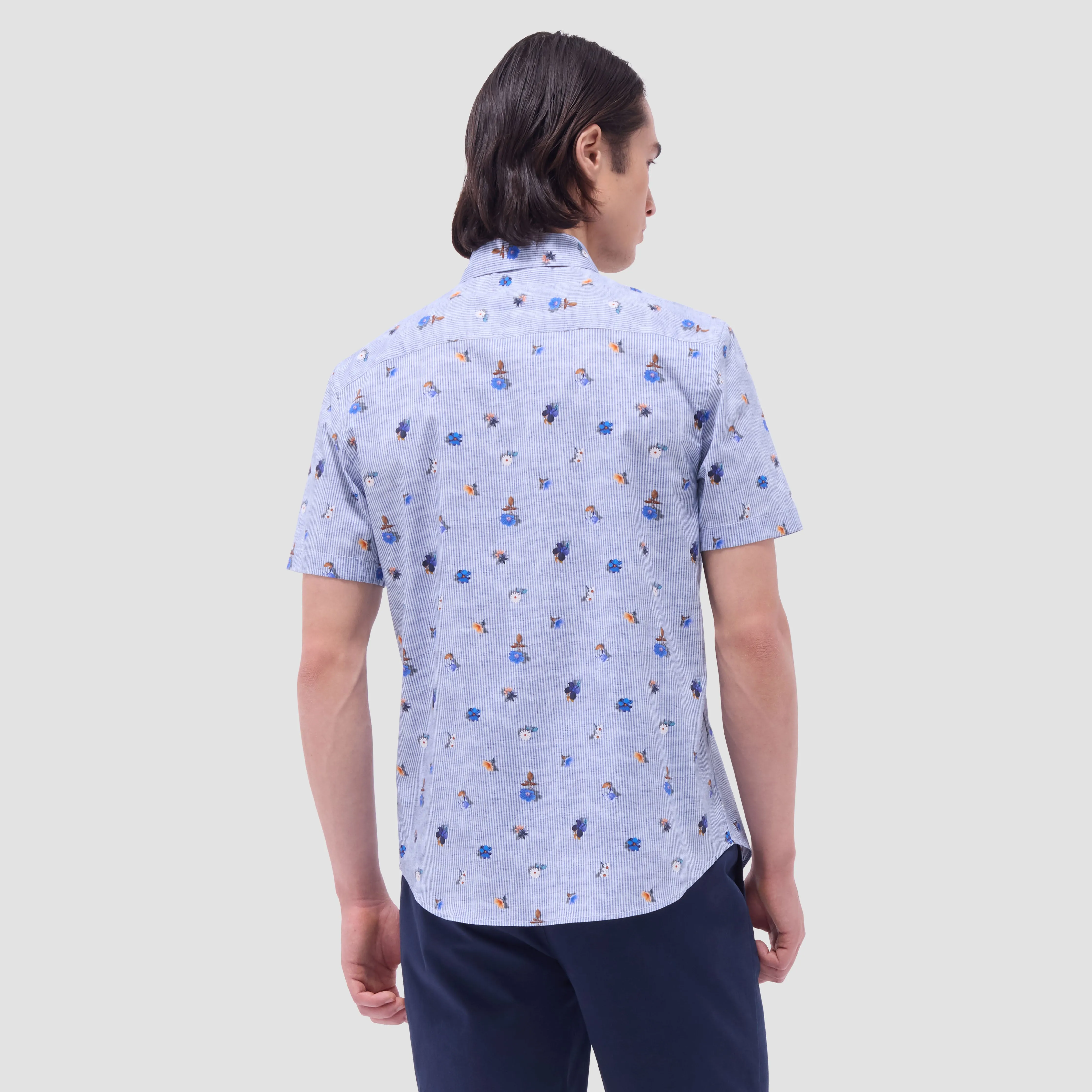 Orson Striped Floral Short-Sleeve Shirt sold by Bugatchi product image thumbnail 4