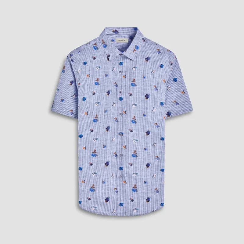 Orson Striped Floral Short-Sleeve Shirt sold by Bugatchi