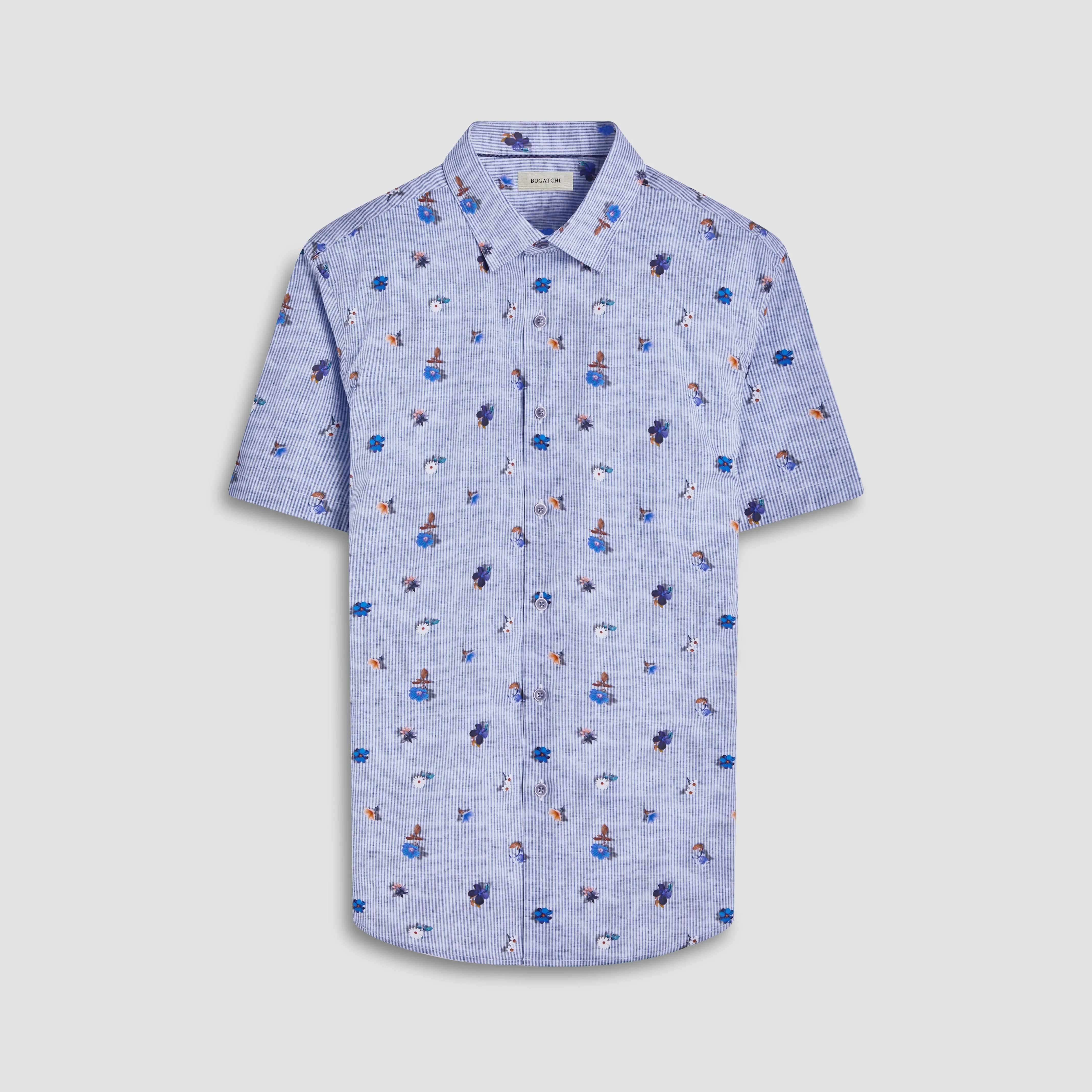 Orson Striped Floral Short-Sleeve Shirt sold by Bugatchi
