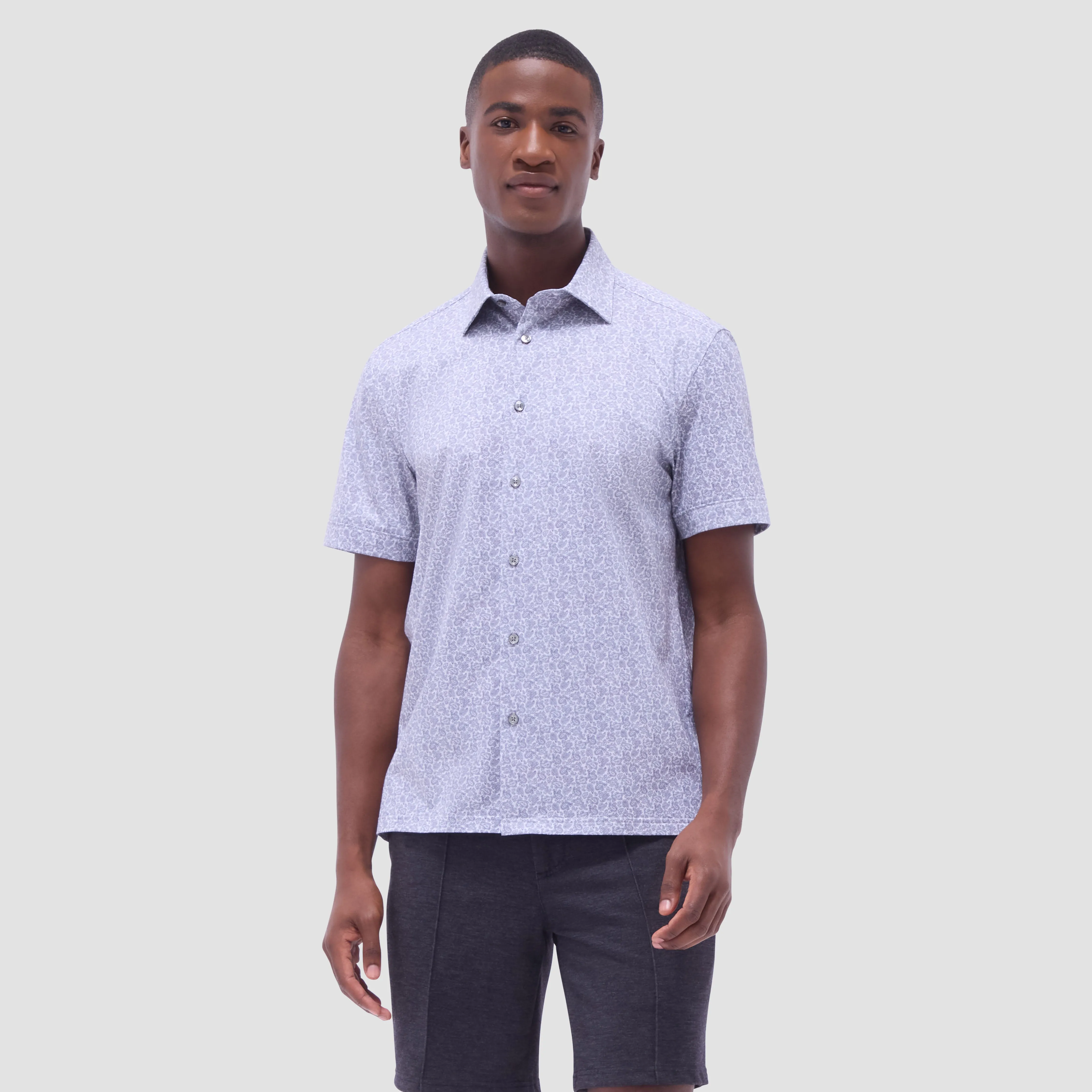 Milo Paisley OoohCotton Short-Sleeve Shirt sold by Bugatchi product image thumbnail 2