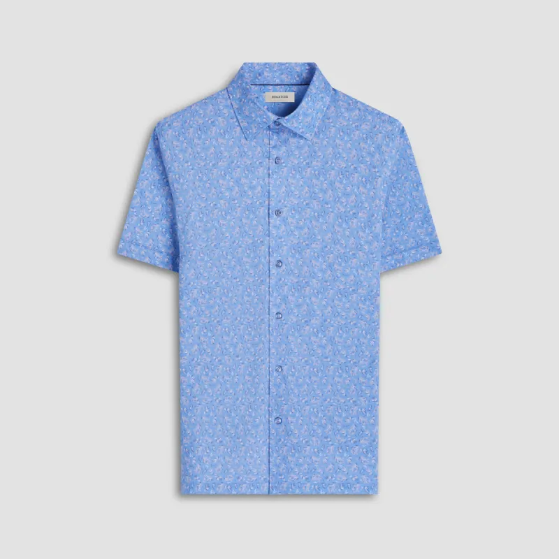 Milo Leaf Print OoohCotton Short-Sleeve Shirt sold by Bugatchi