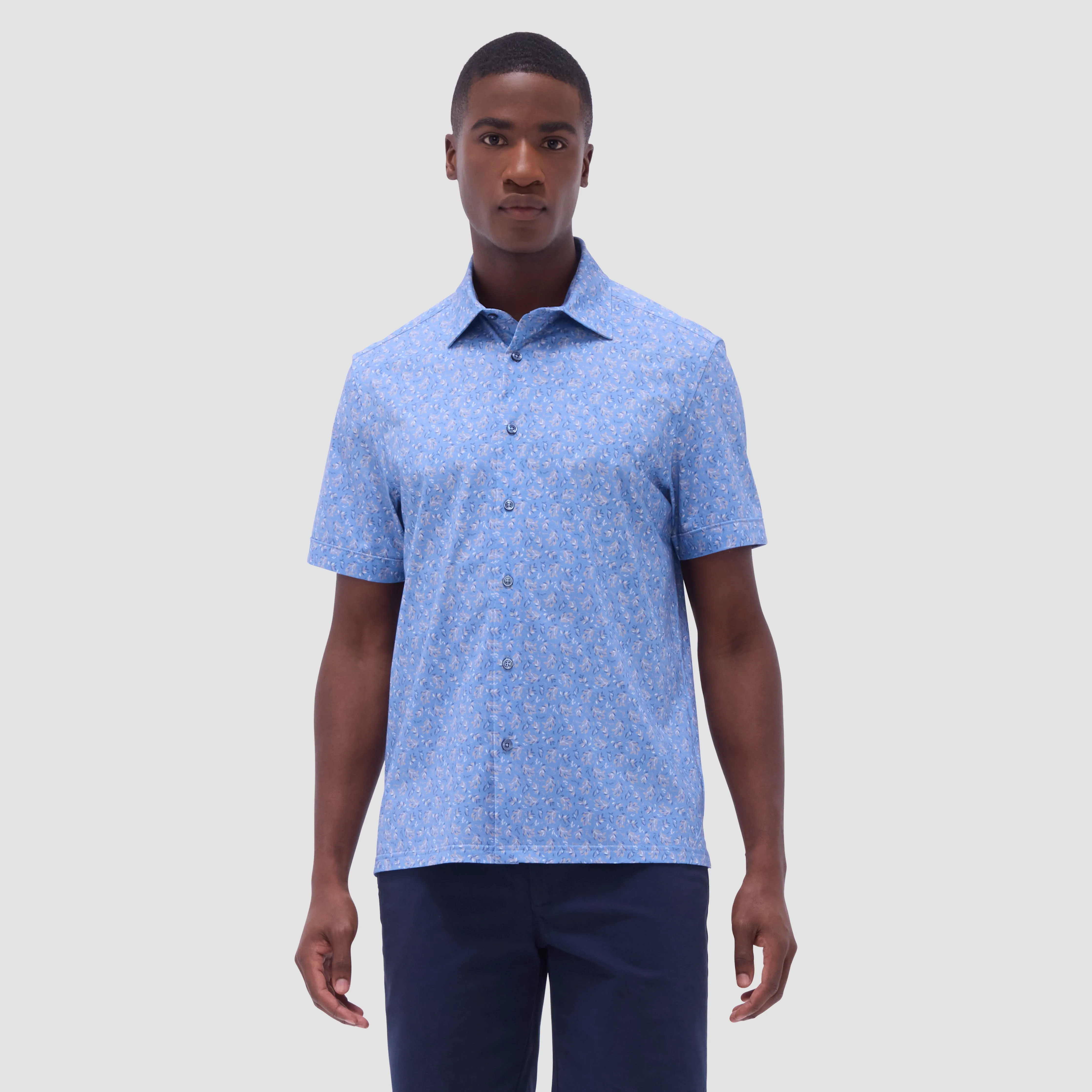 Milo Leaf Print OoohCotton Short-Sleeve Shirt sold by Bugatchi product image thumbnail 2