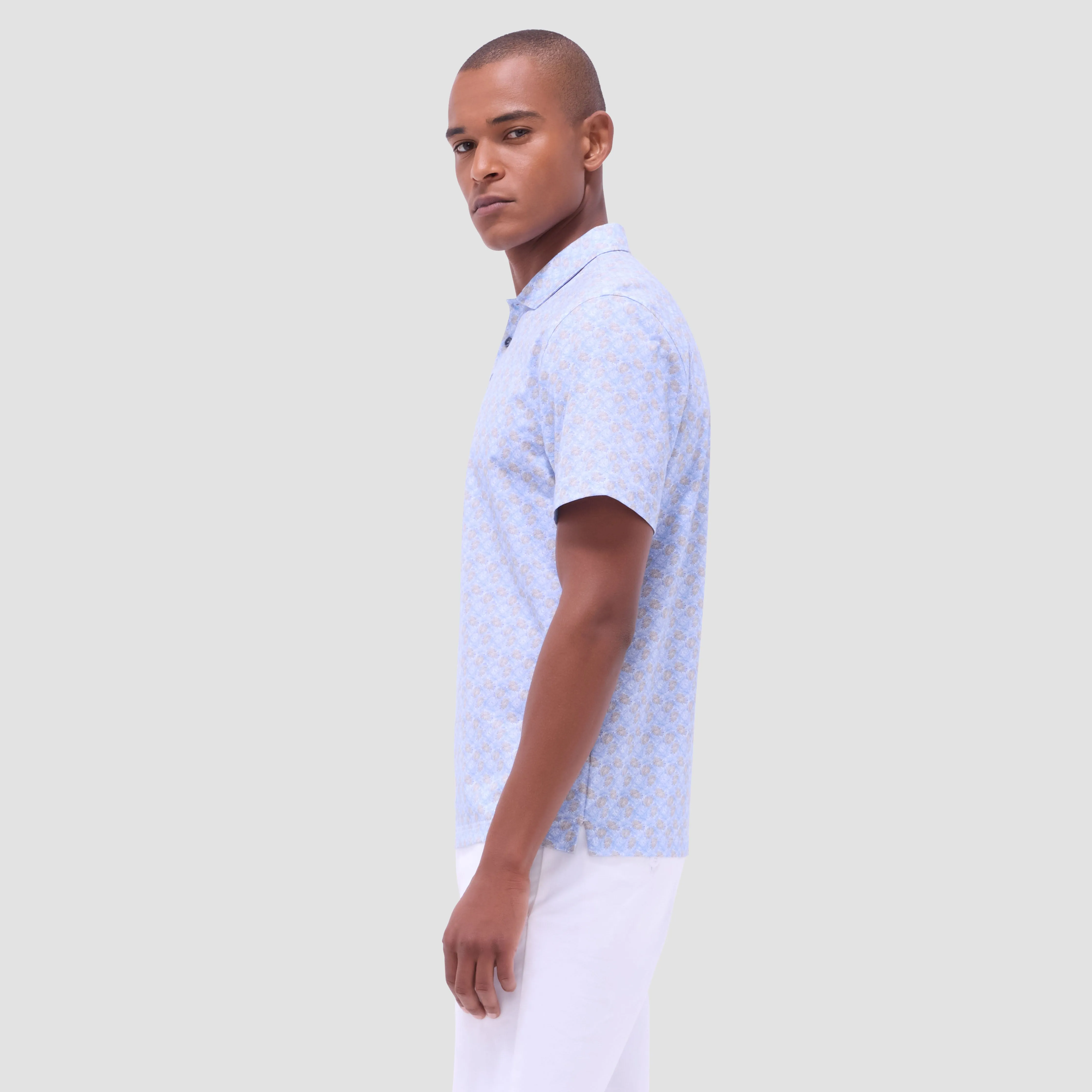 Victor Leaf Print OoohCotton Polo Shirt sold by Bugatchi product image thumbnail 3