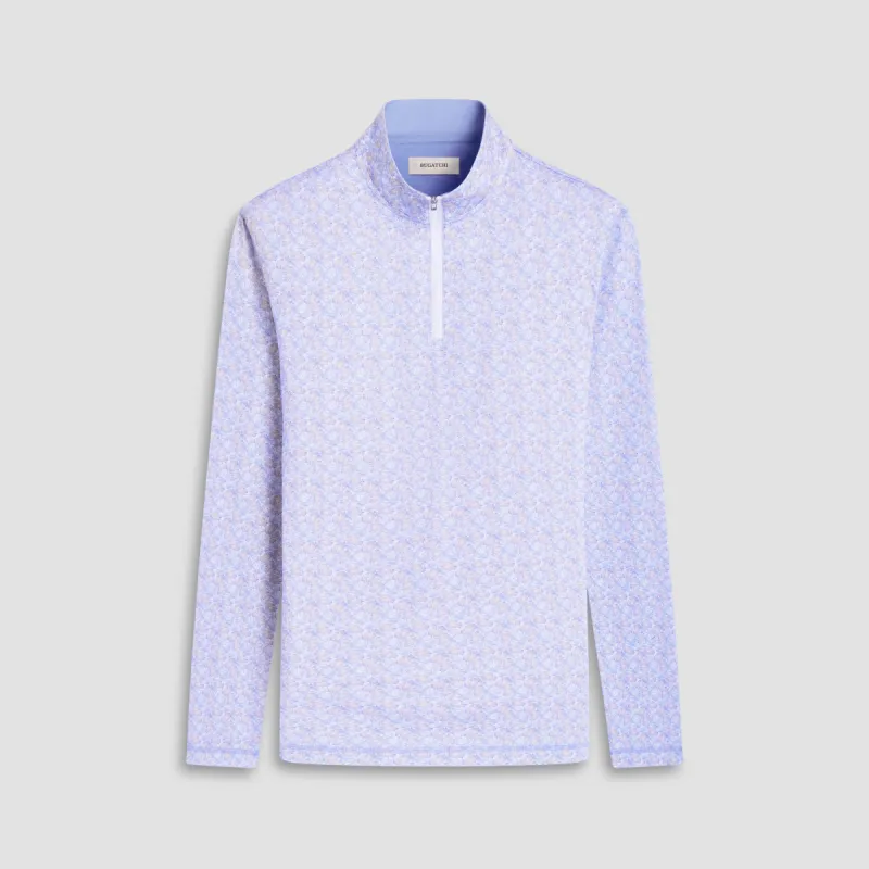 Anthony Leaf Print OoohCotton Quarter-Zip Pullover sold by Bugatchi