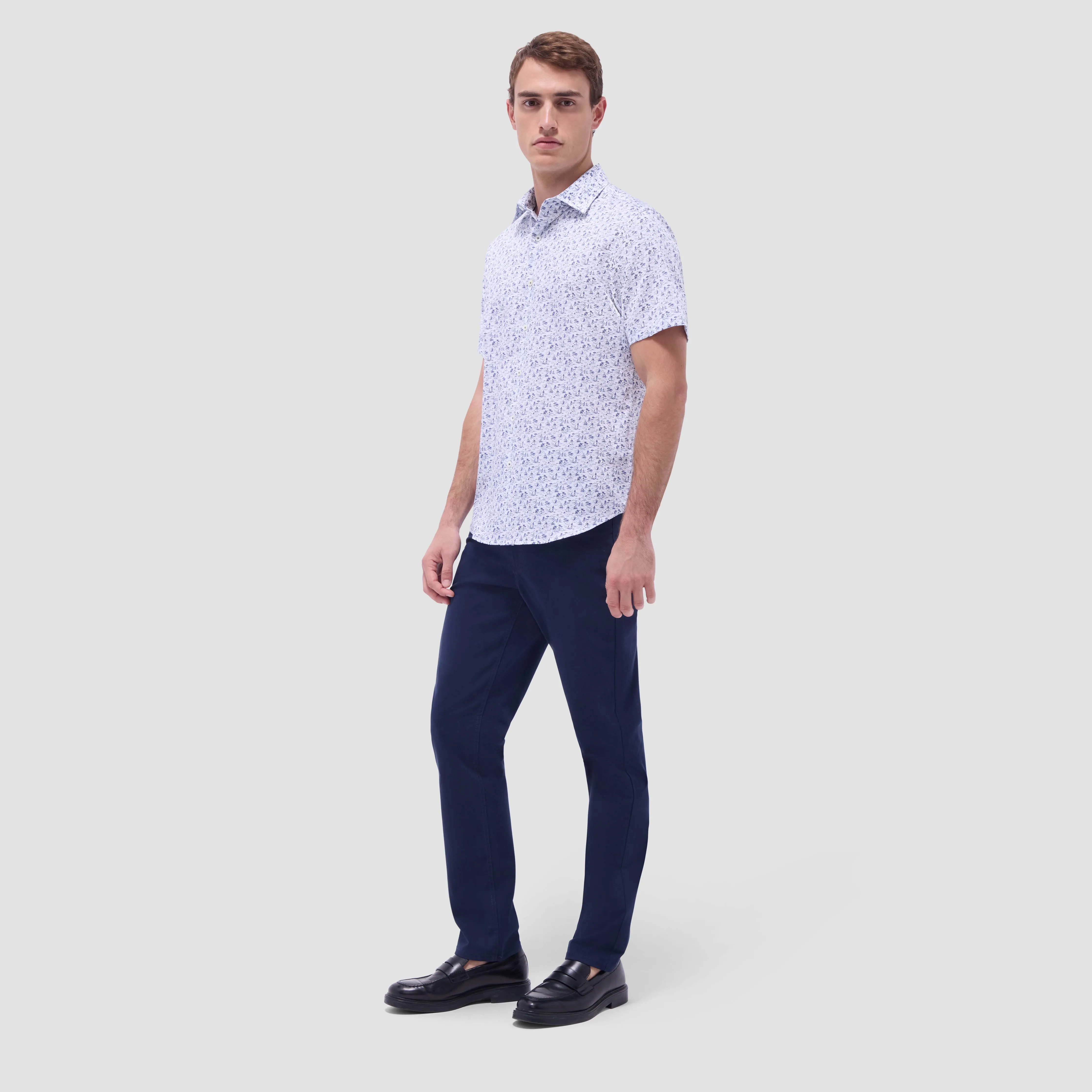 Orson Coastal Toile Short-Sleeve Shirt sold by Bugatchi product image thumbnail 5