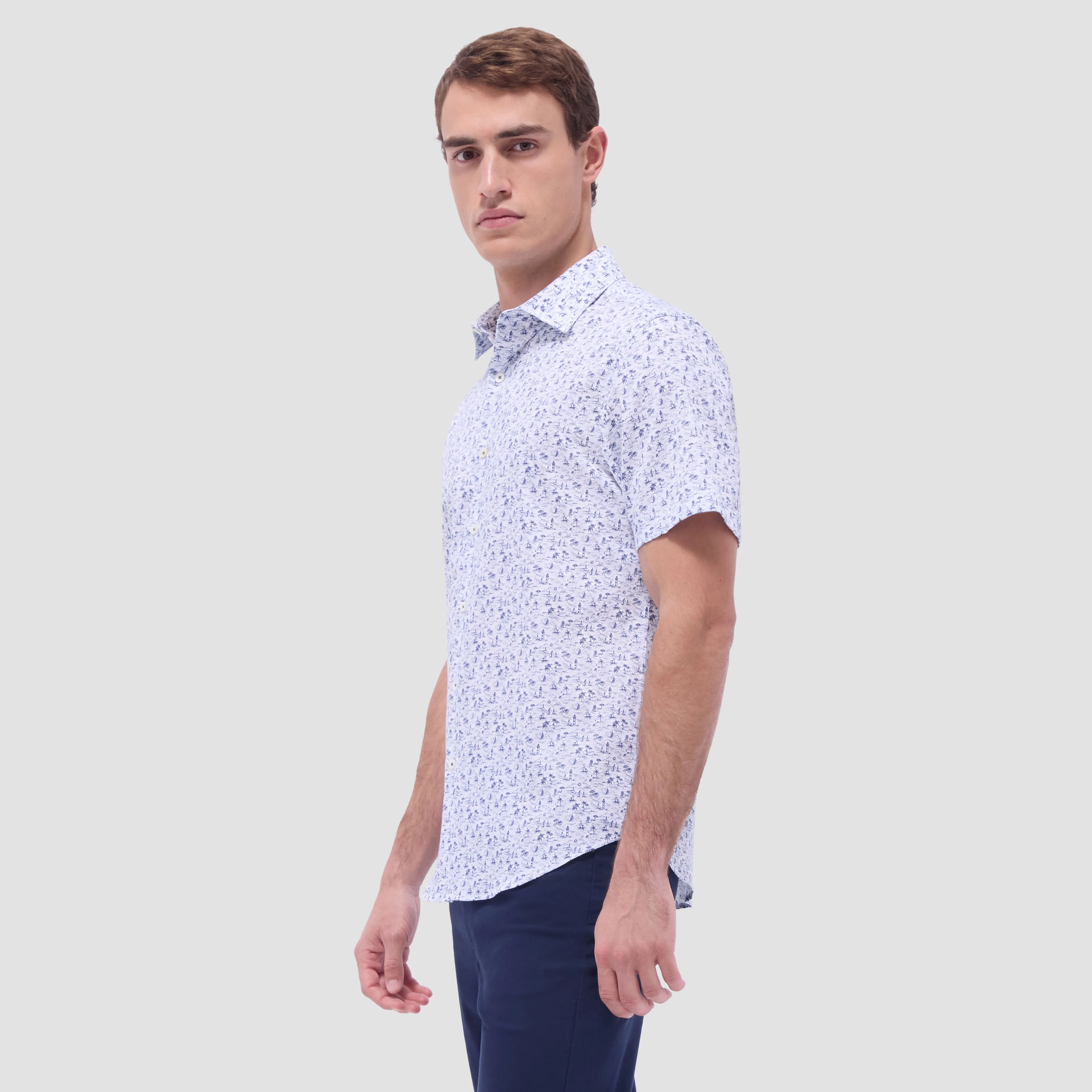 Orson Coastal Toile Short-Sleeve Shirt sold by Bugatchi product image thumbnail 3