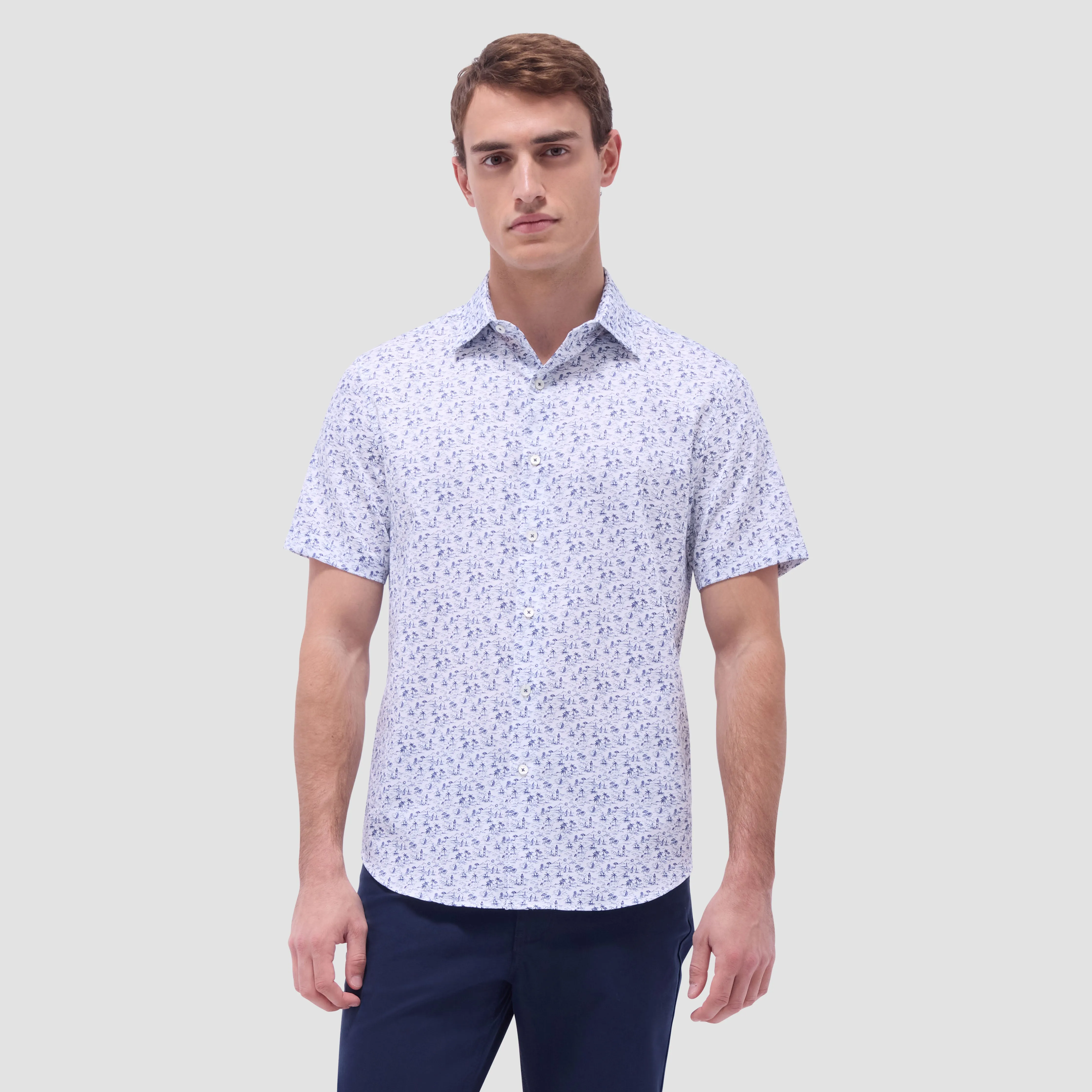Orson Coastal Toile Short-Sleeve Shirt sold by Bugatchi product image thumbnail 2