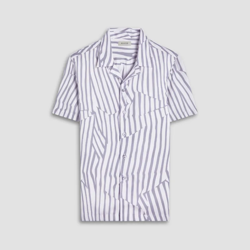 Jackson Irregular Stripe Camp Shirt sold by Bugatchi