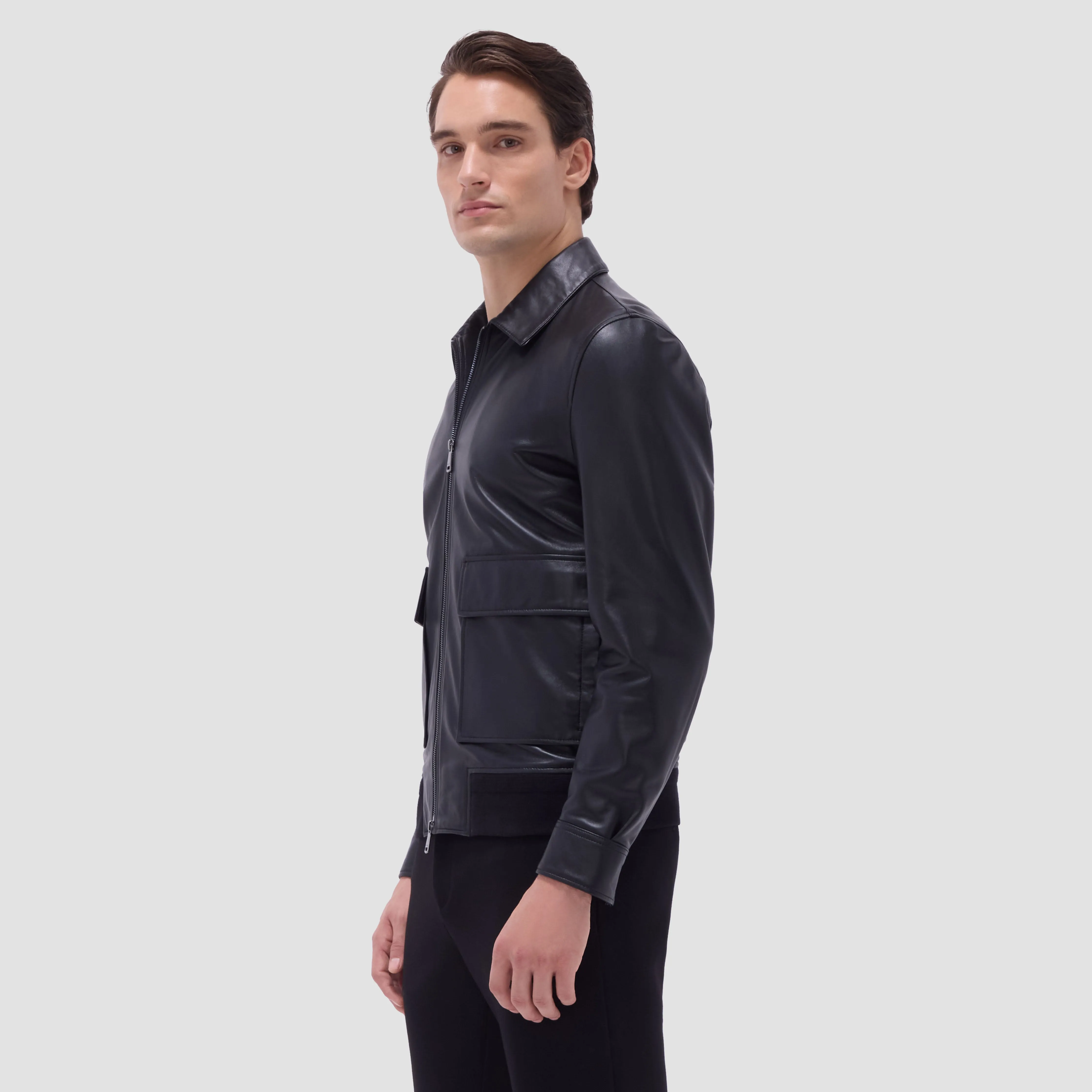 Leather Bomber Jacket sold by Bugatchi product image thumbnail 3