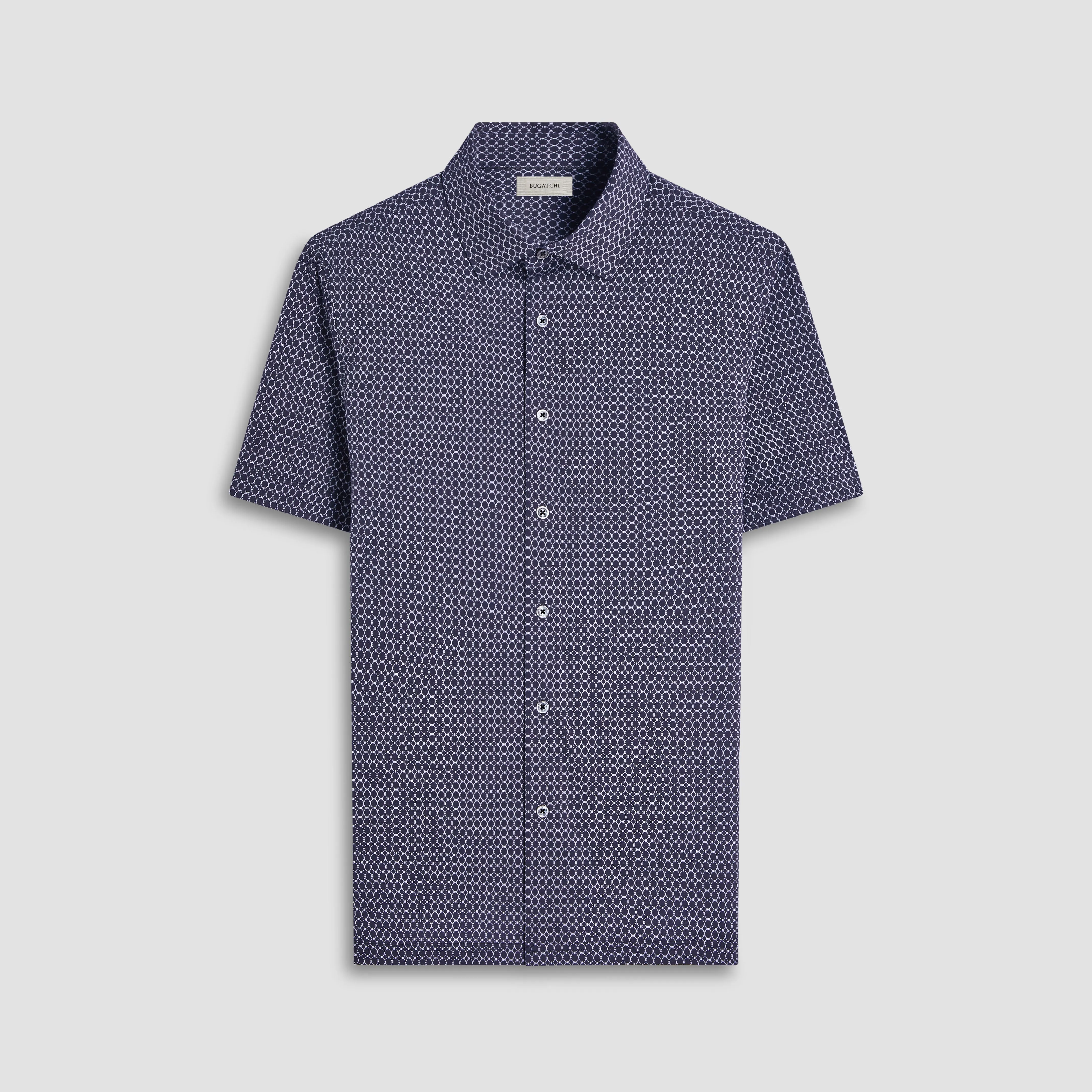 Milo Geometric Hexagon OoohCotton Short-Sleeve Shirt sold by Bugatchi
