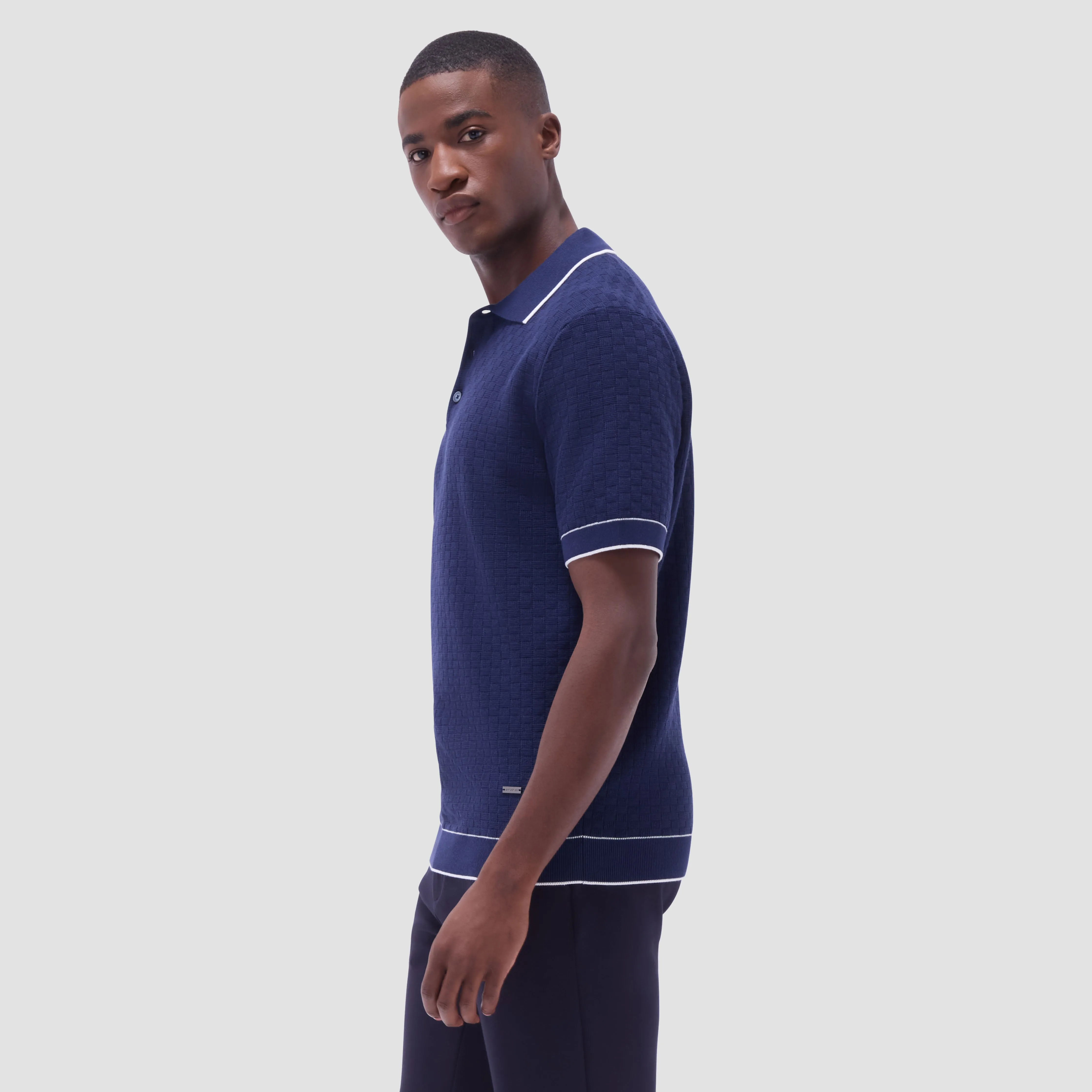 Basket Stitch Three Button Polo Sweater sold by Bugatchi product image thumbnail 3