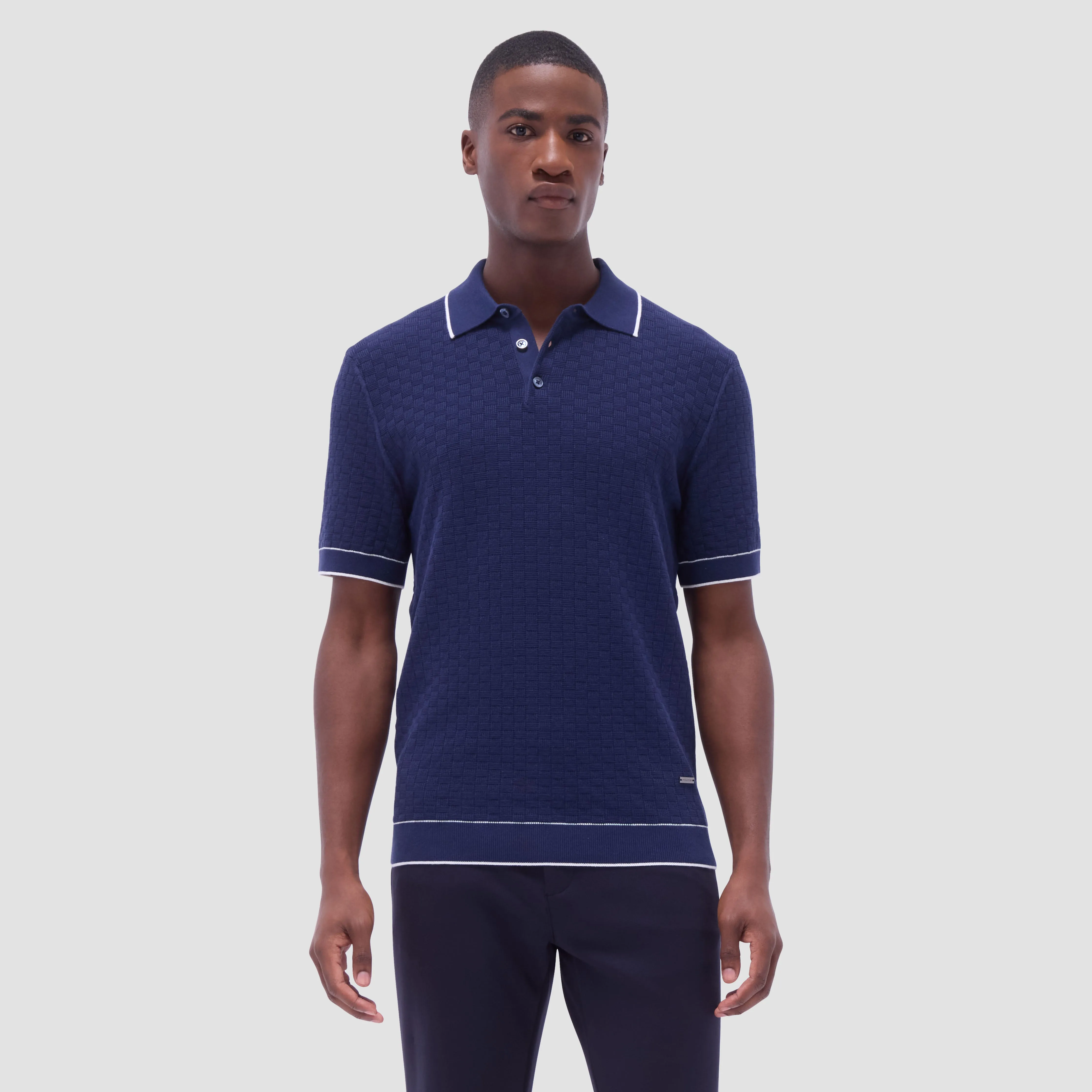 Basket Stitch Three Button Polo Sweater sold by Bugatchi product image thumbnail 2