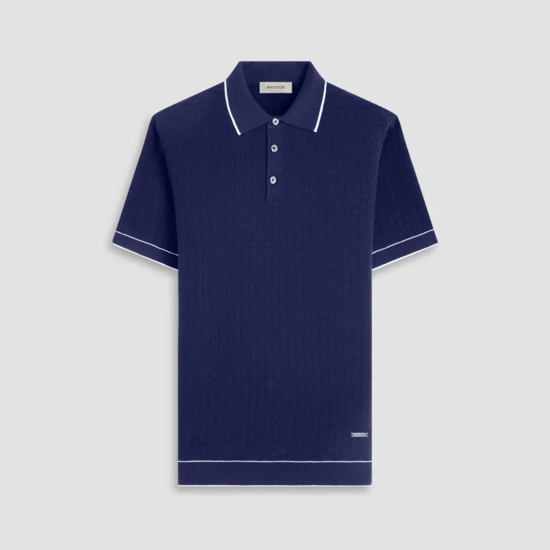 Basket Stitch Three Button Polo Sweater sold by Bugatchi