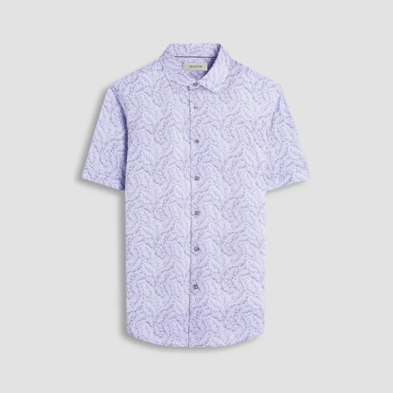 Miles Leaf Print OoohCotton Short-Sleeve Shirt sold by Bugatchi