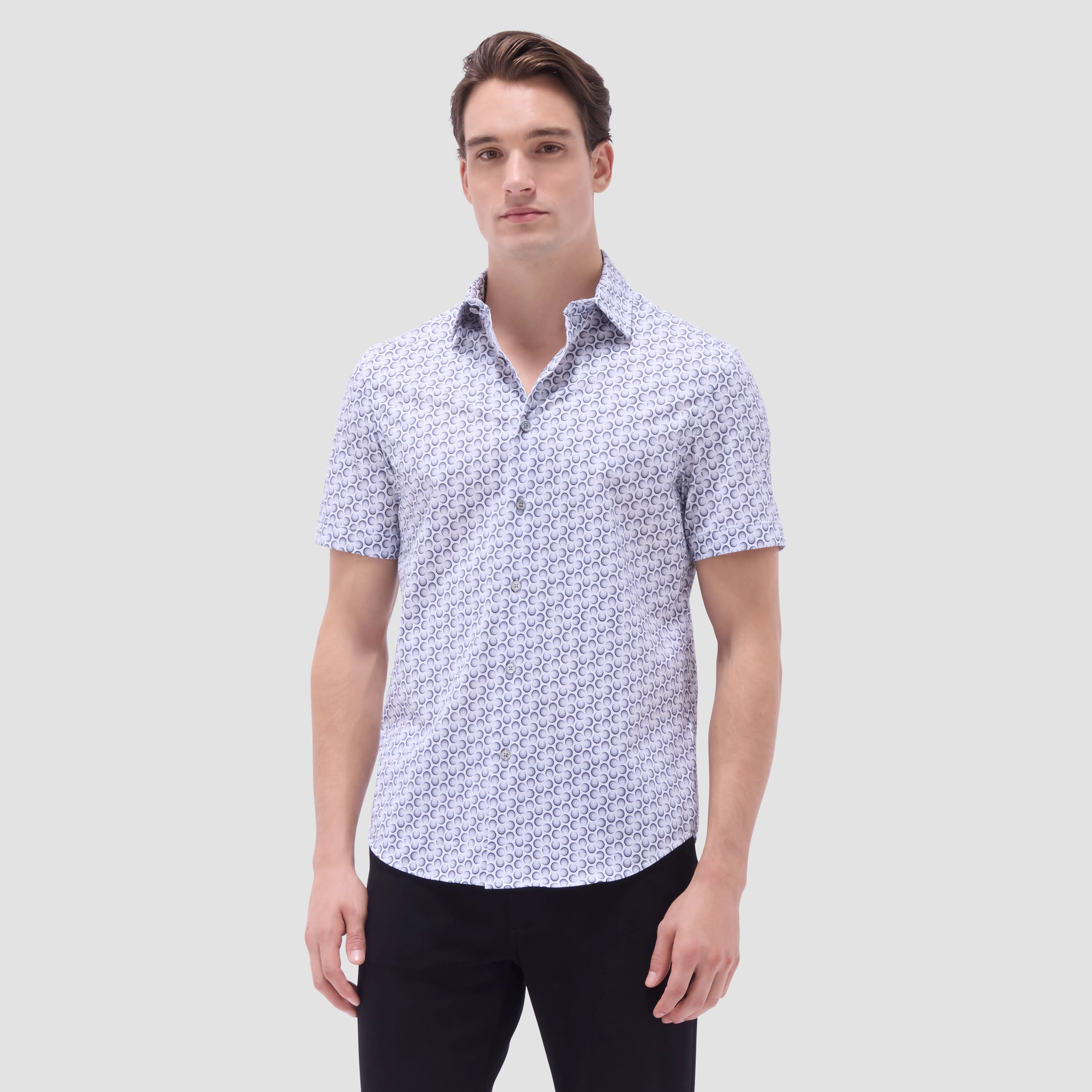 Miles Geometric OoohCotton Short-Sleeve Shirt sold by Bugatchi product image thumbnail 2