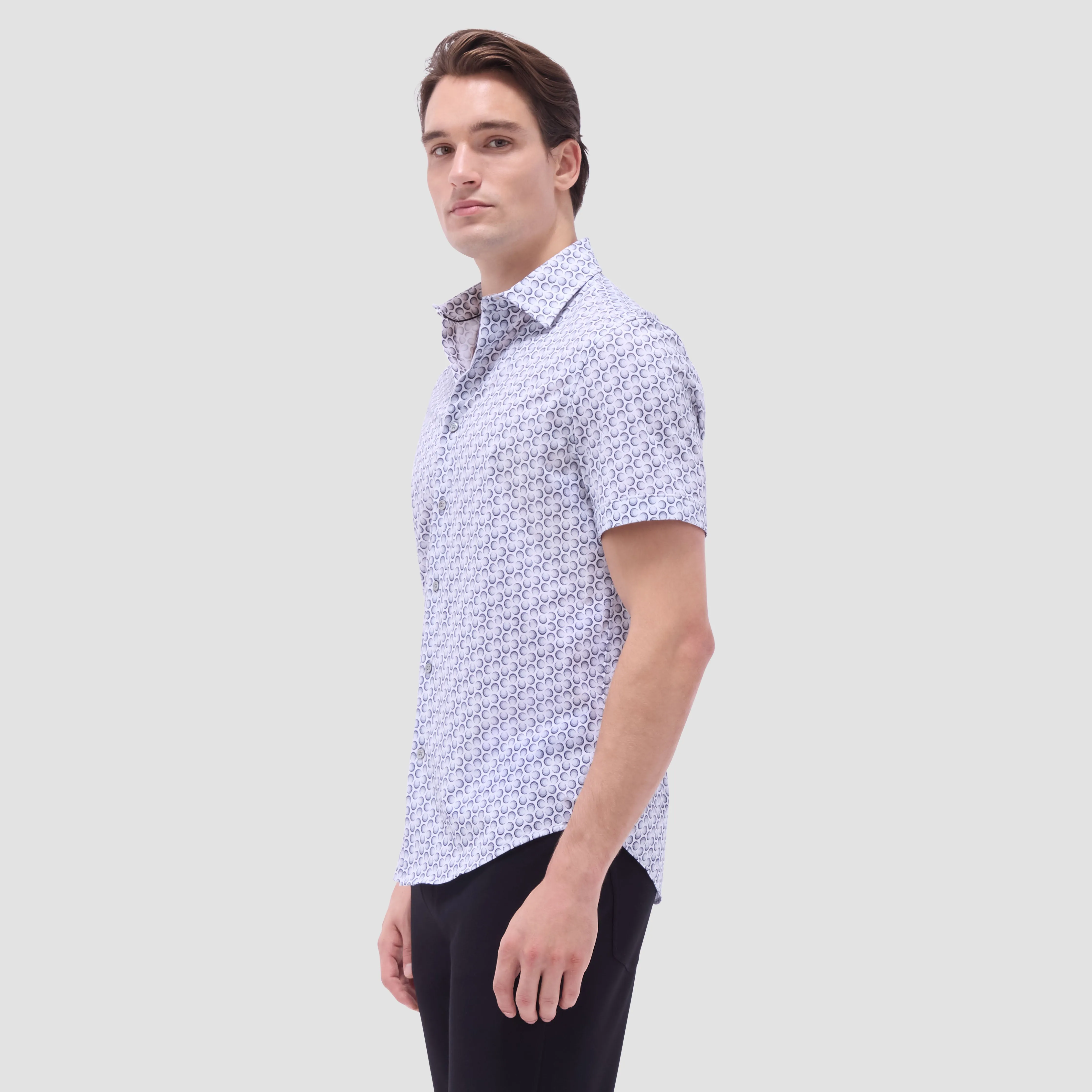 Miles Geometric OoohCotton Short-Sleeve Shirt sold by Bugatchi product image thumbnail 3