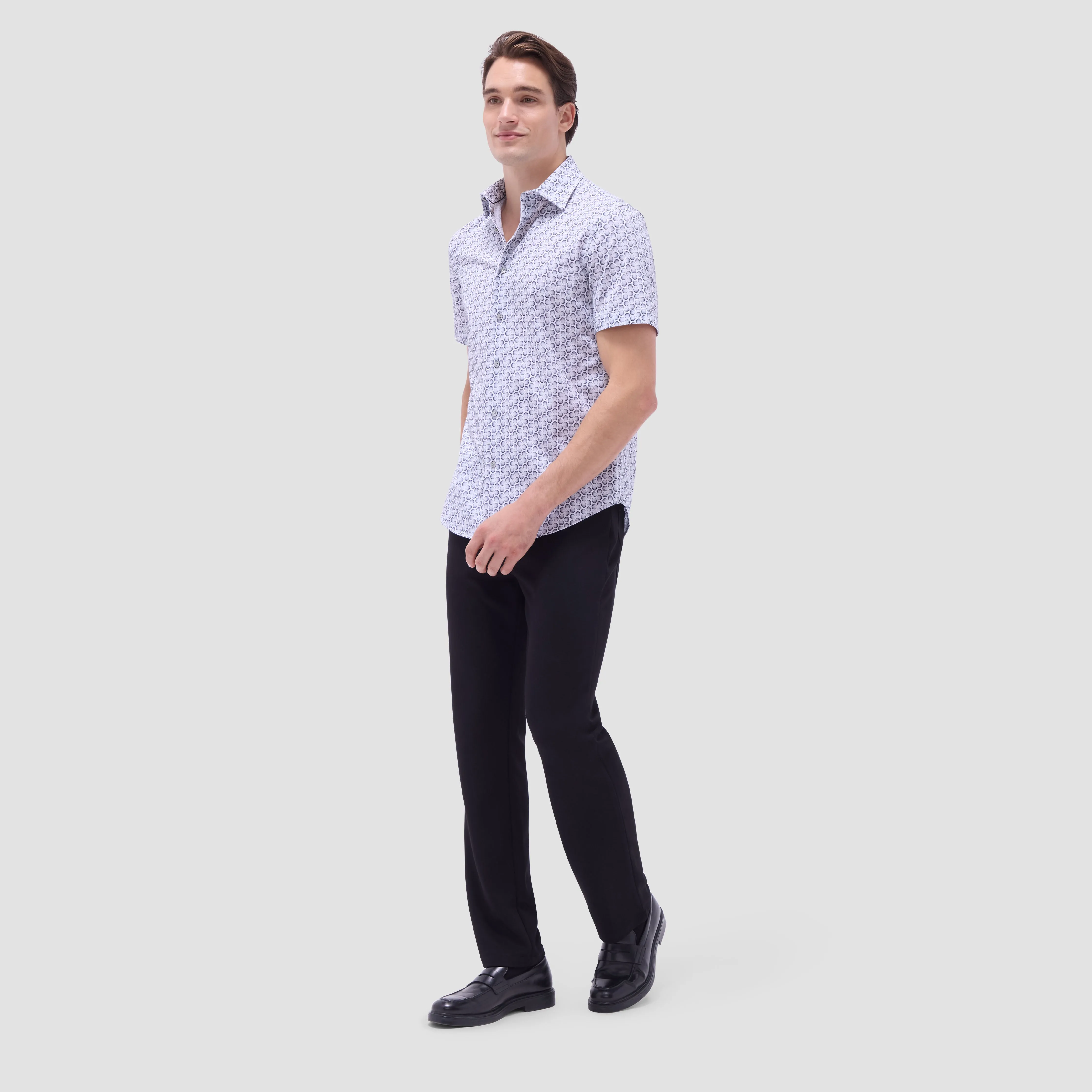 Miles Geometric OoohCotton Short-Sleeve Shirt sold by Bugatchi product image thumbnail 5