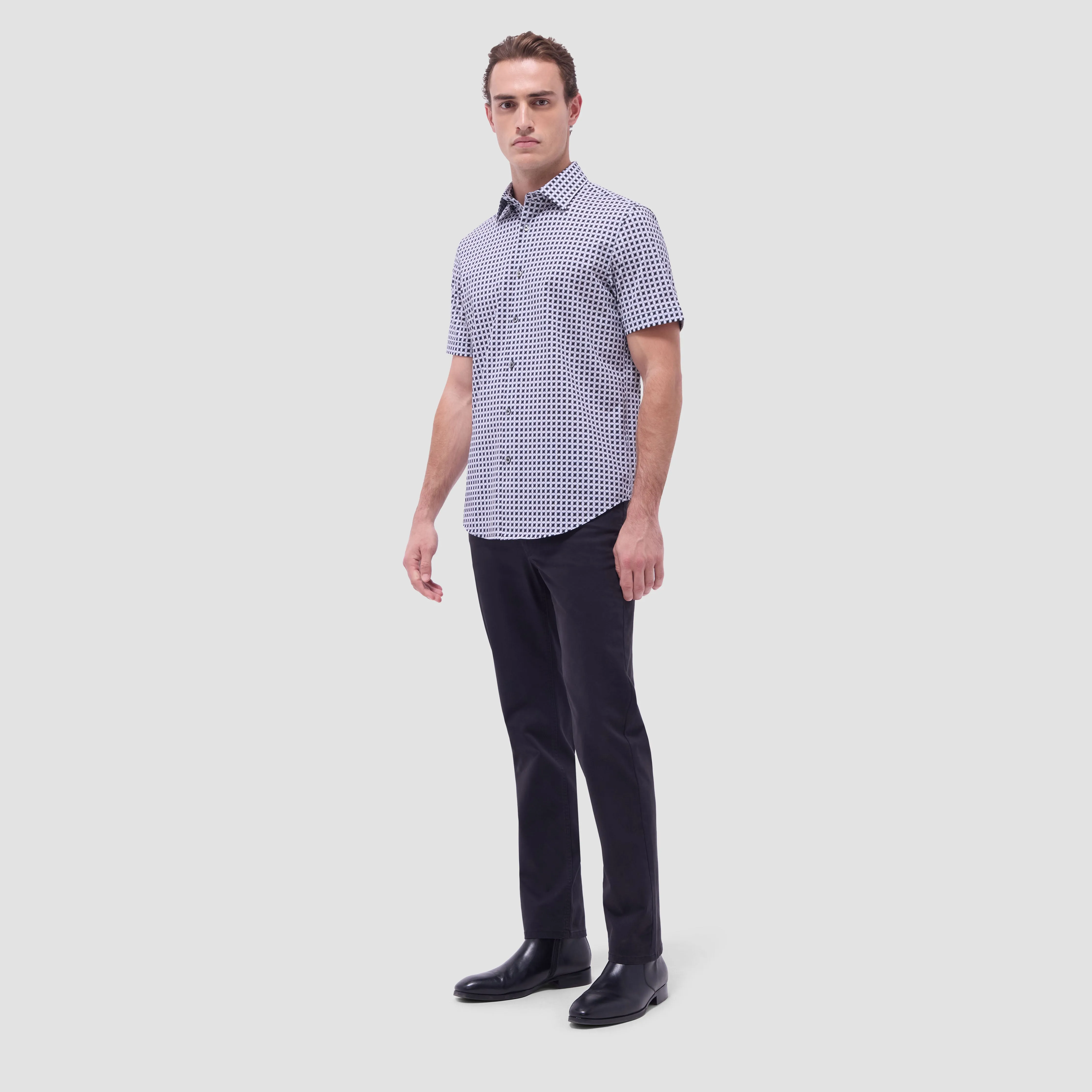 Miles Geometric OoohCotton Short-Sleeve Shirt sold by Bugatchi product image thumbnail 5