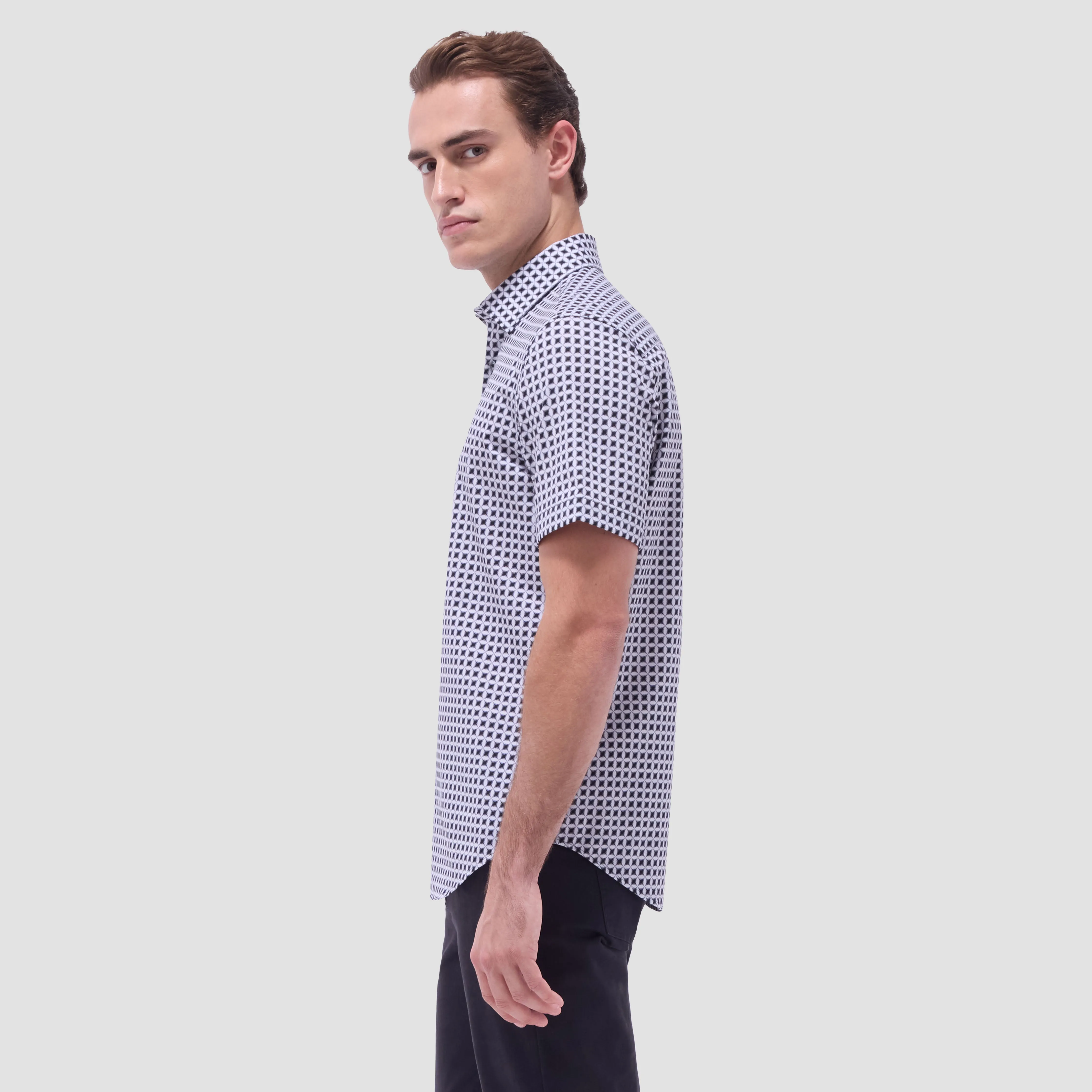 Miles Geometric OoohCotton Short-Sleeve Shirt sold by Bugatchi product image thumbnail 3