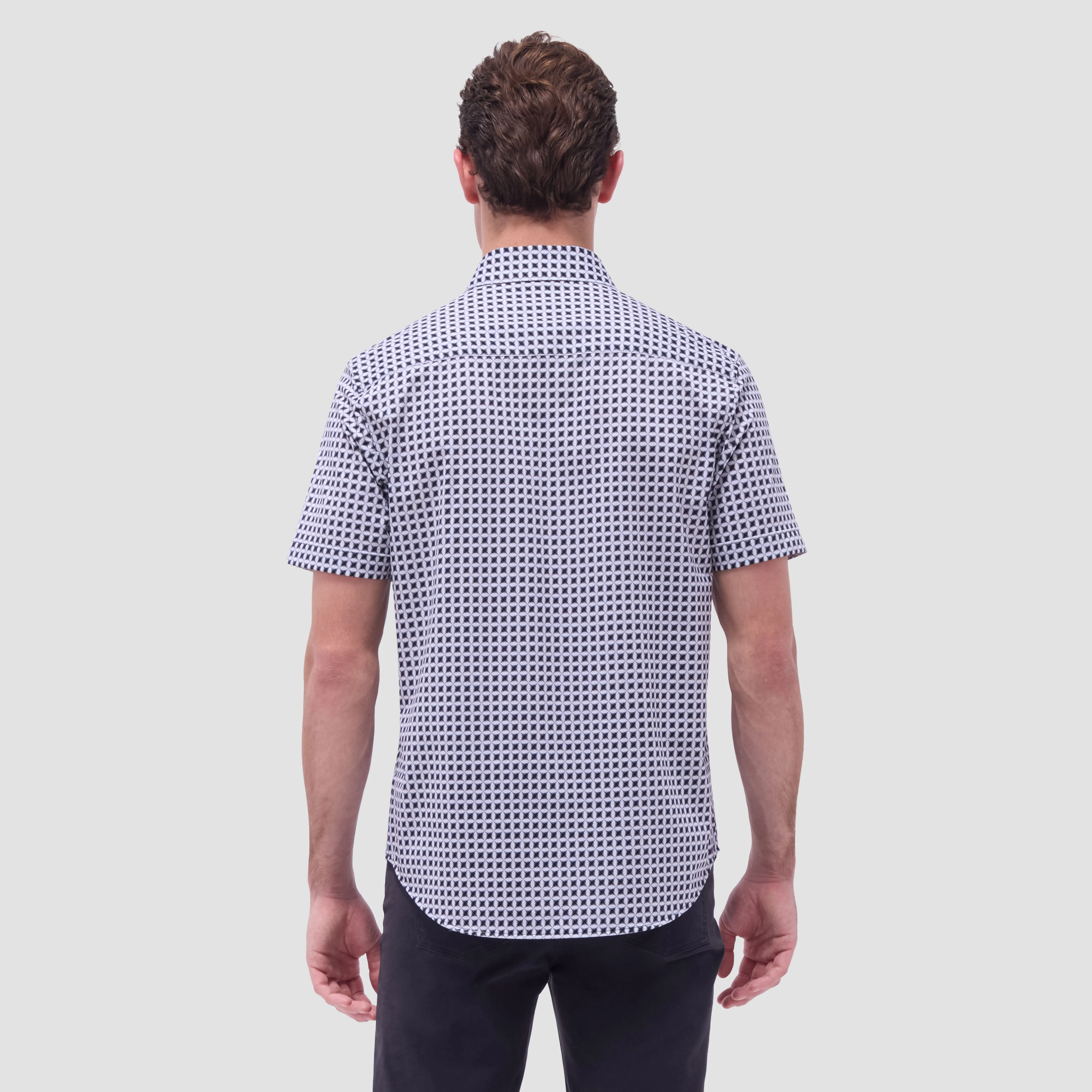 Miles Geometric OoohCotton Short-Sleeve Shirt sold by Bugatchi product image thumbnail 4