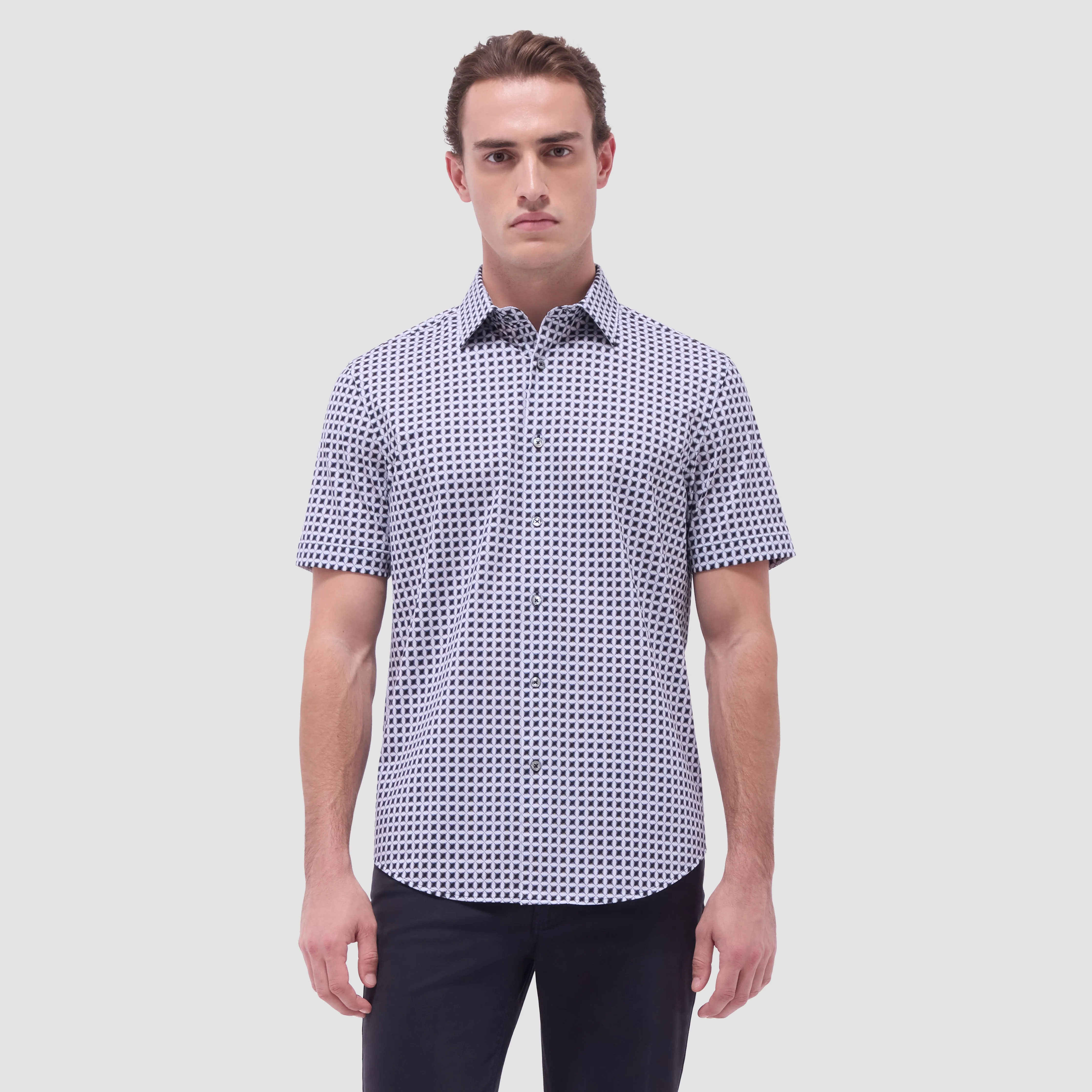 Miles Geometric OoohCotton Short-Sleeve Shirt sold by Bugatchi product image thumbnail 2