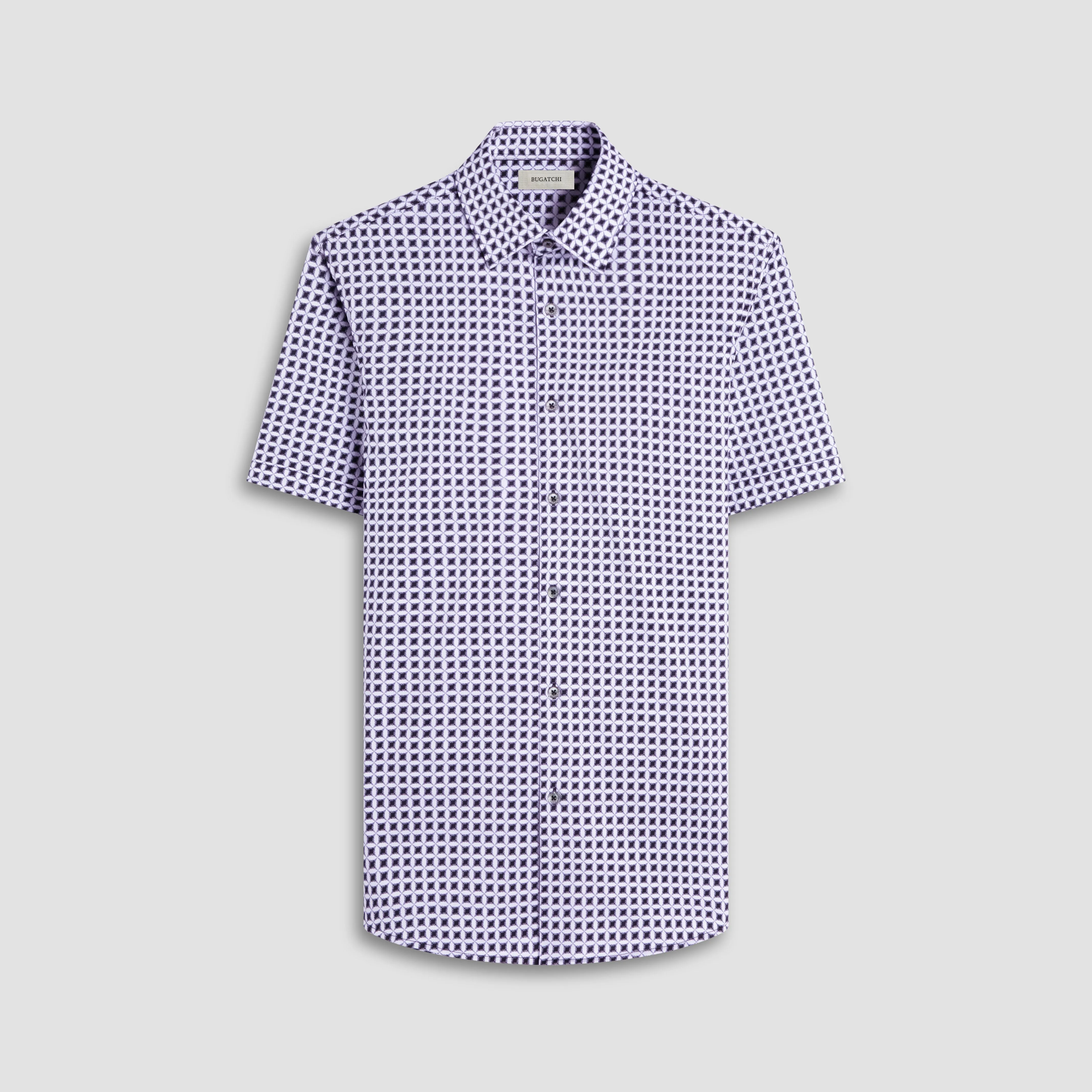 Miles Geometric OoohCotton Short-Sleeve Shirt sold by Bugatchi