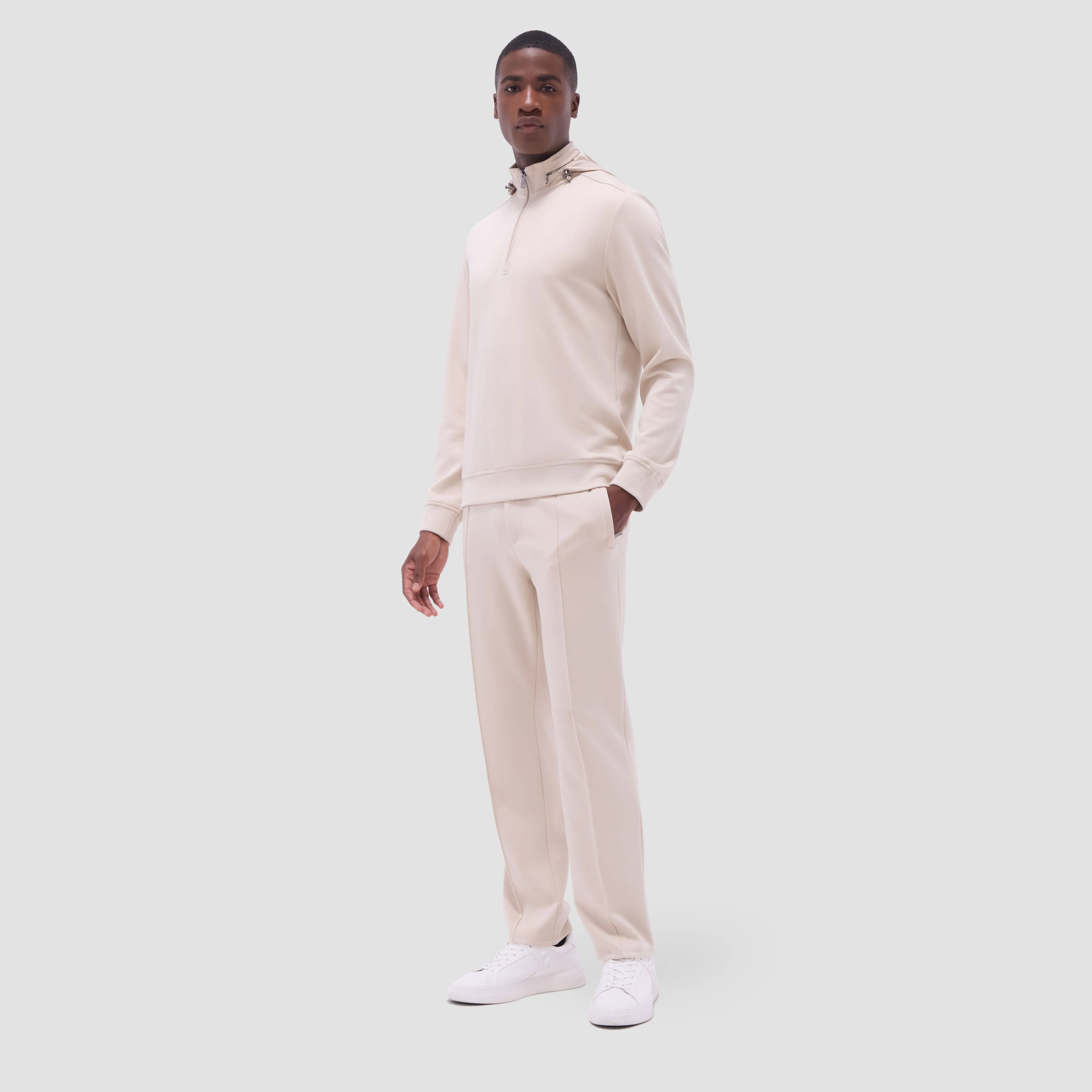 Soft Touch Solid Quarter-Zip Pullover With Hood sold by Bugatchi product image thumbnail 5