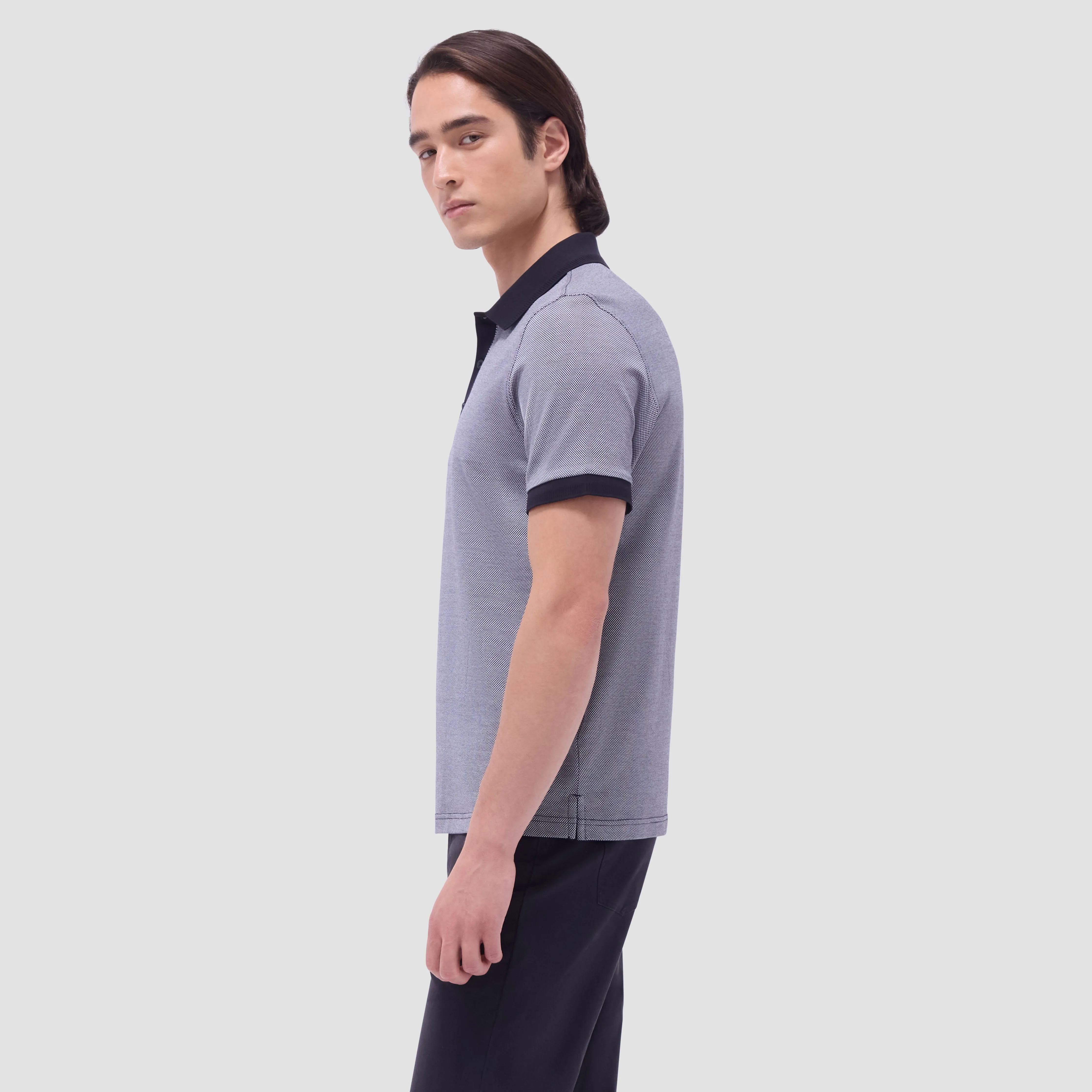 Two-Tone Bird's Eye Polo Shirt sold by Bugatchi product image thumbnail 3