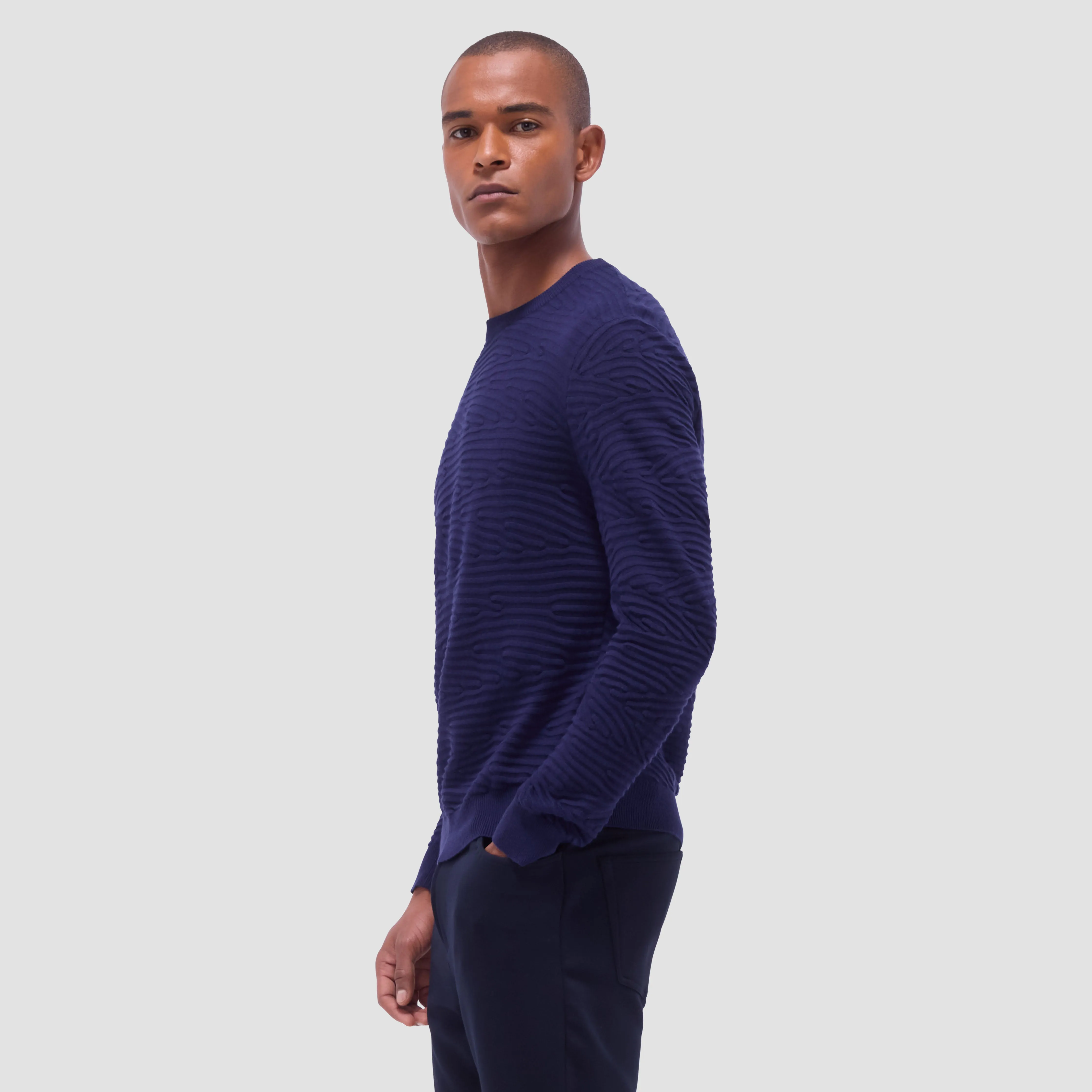 Texture Stitch Crew Neck Sweater sold by Bugatchi product image thumbnail 3