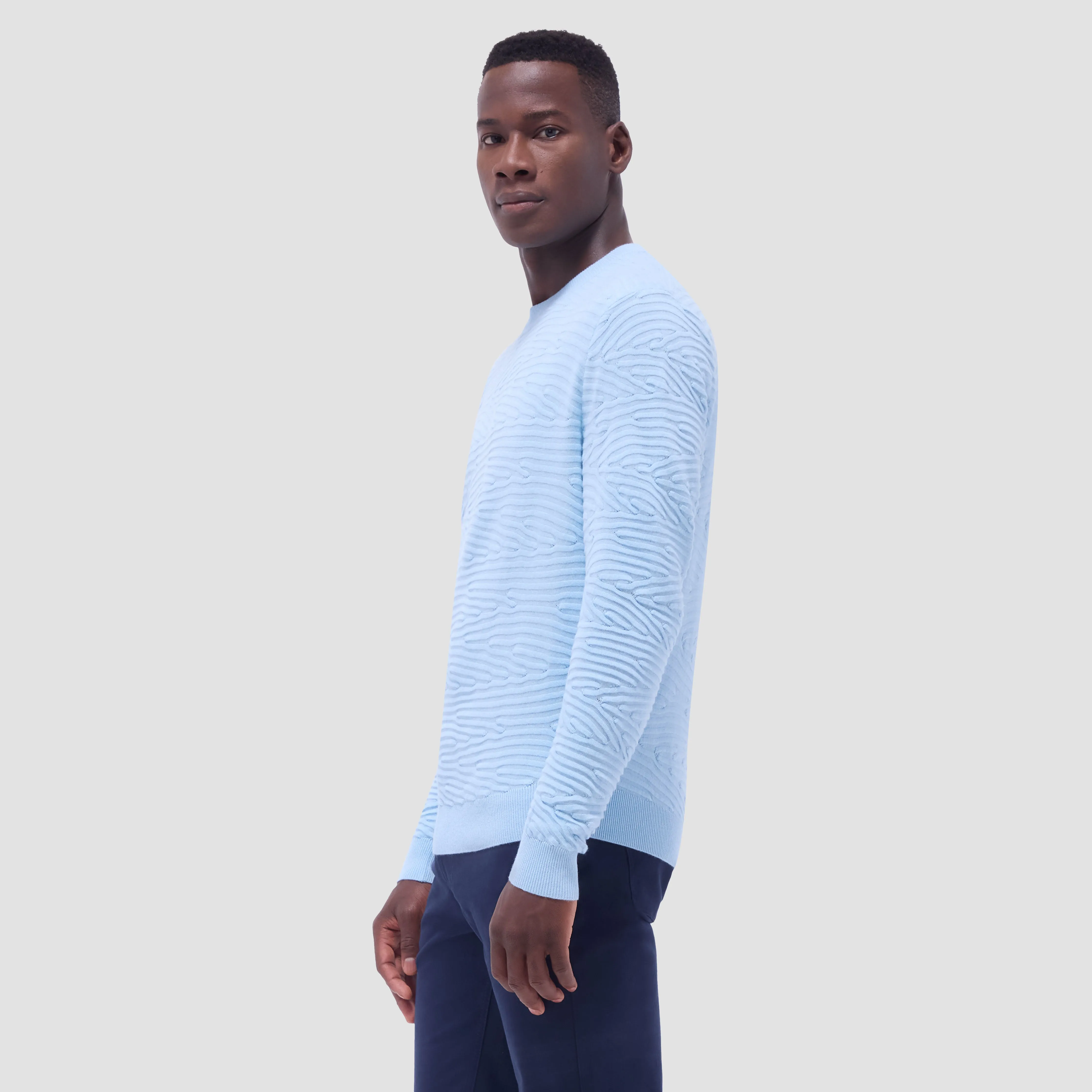 Texture Stitch Crew Neck Sweater sold by Bugatchi product image thumbnail 3