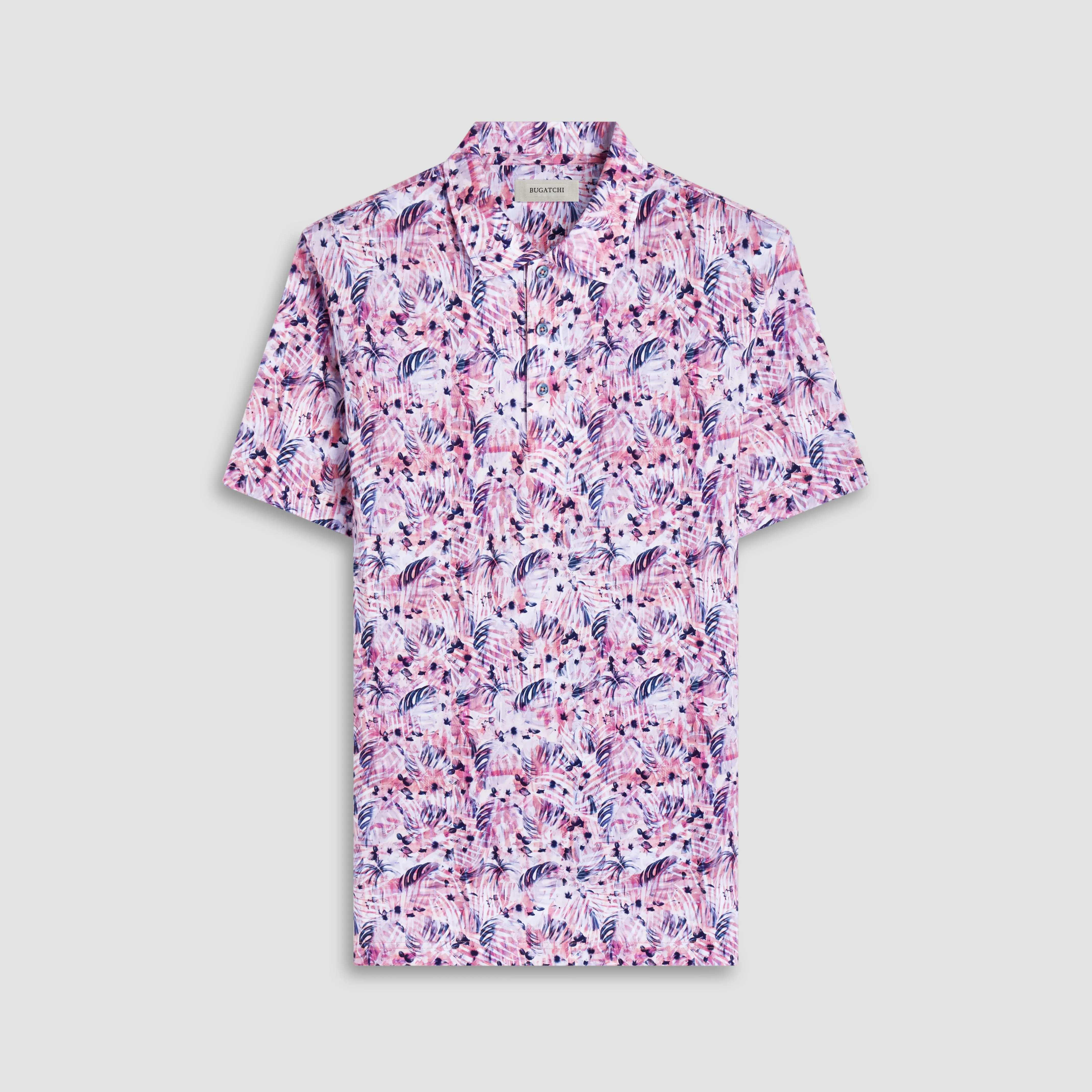 Victor Leaf Print OoohCotton Polo Shirt sold by Bugatchi