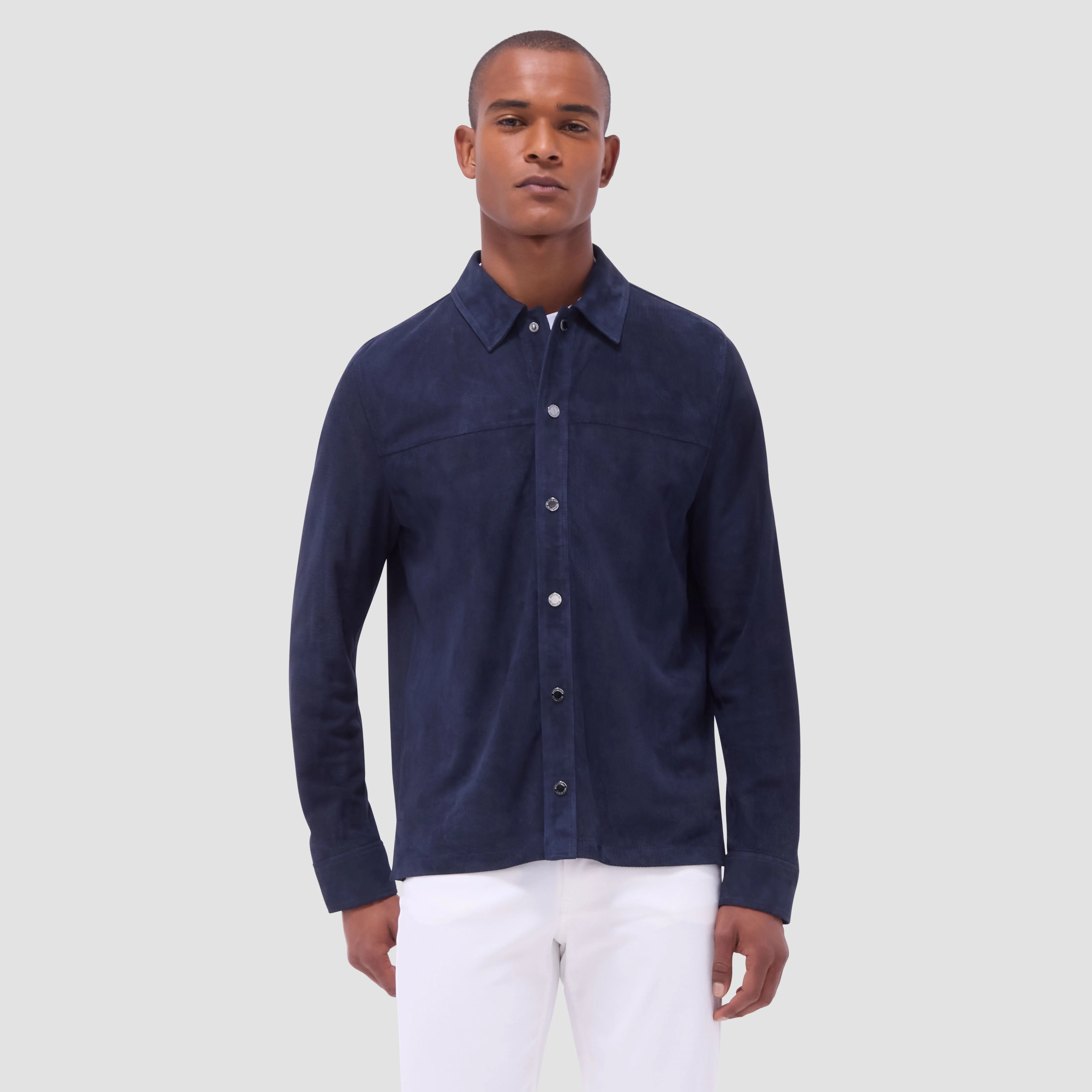 Perforated Suede Shirt Jacket sold by Bugatchi product image thumbnail 2